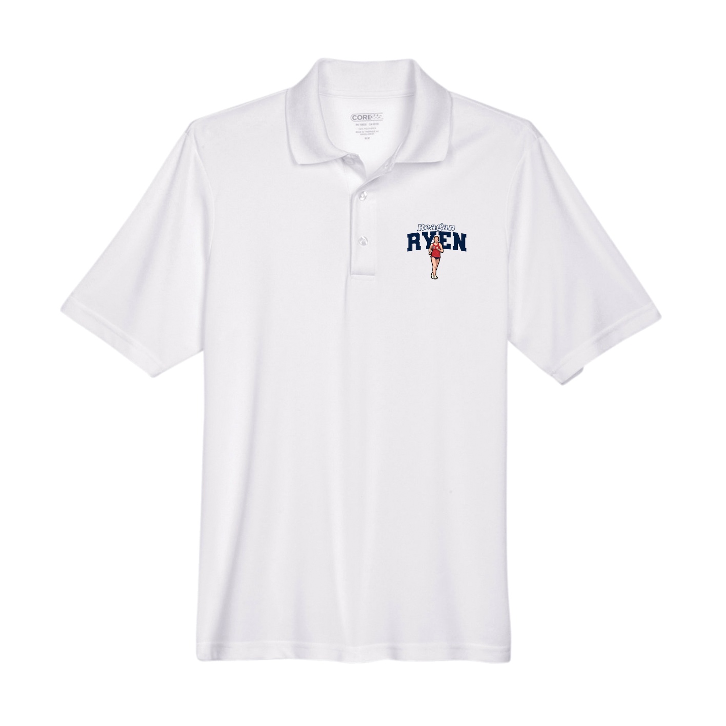 Performance Polo — Name Arch in White