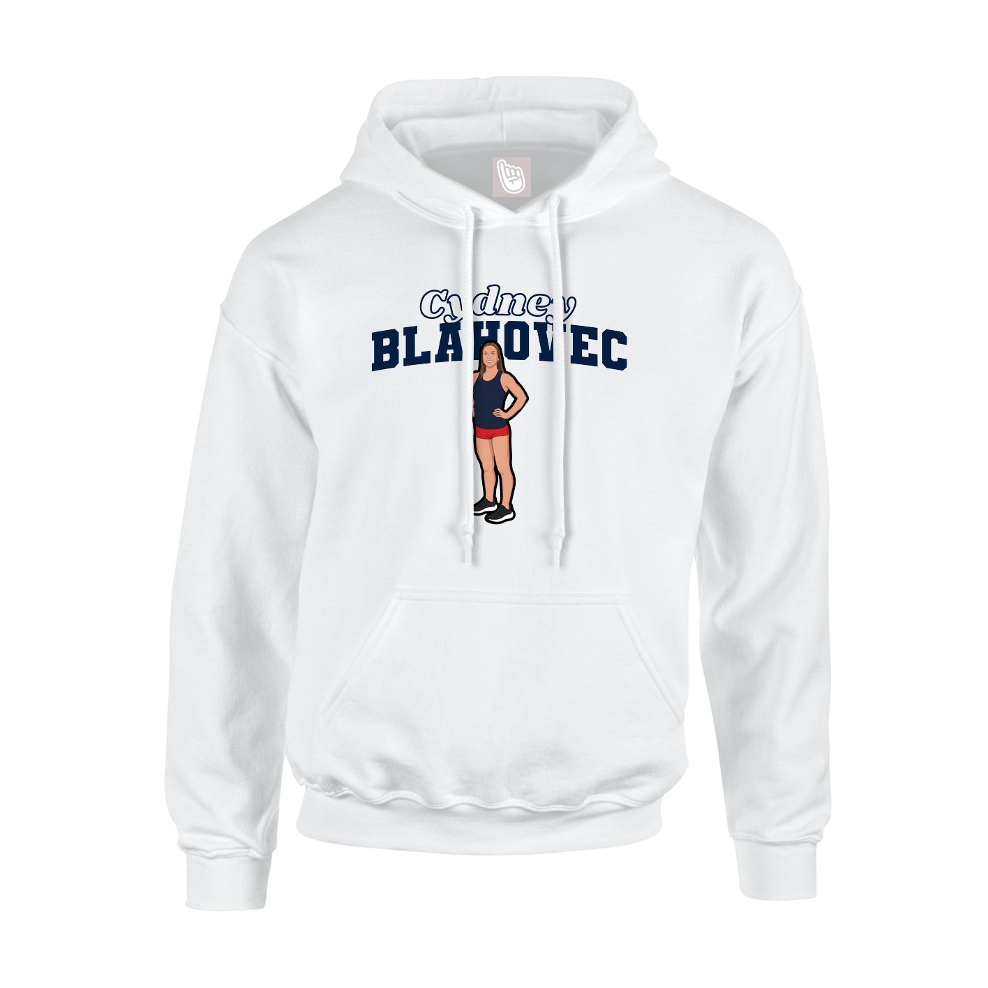 Youth Hoodie — Name Arch in White