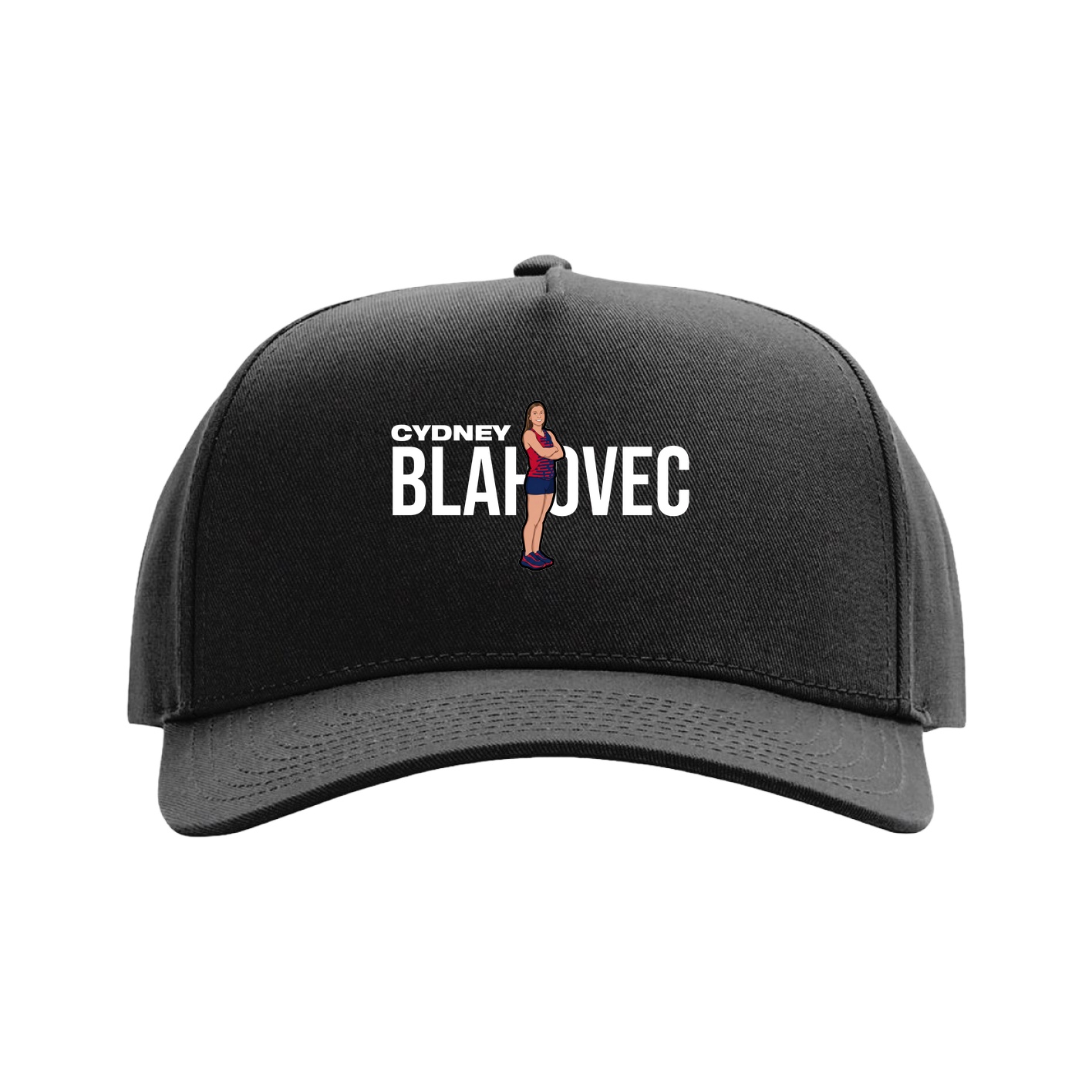 Full Fabric Five-Panel Champ Cap — Player Name in Black