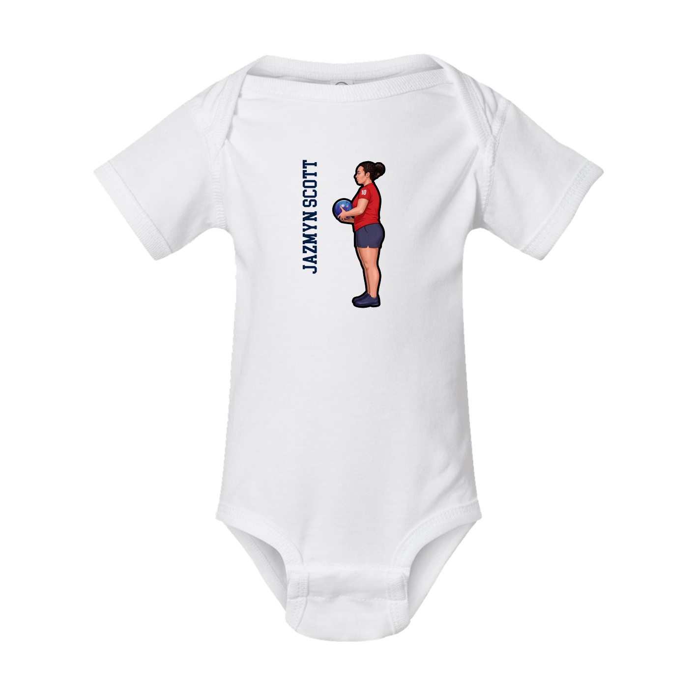 Baby Onesie — Name Vertical in White