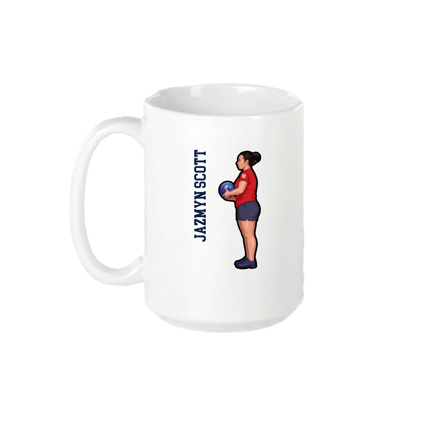 15oz Coffee Mug — Name Vertical in White
