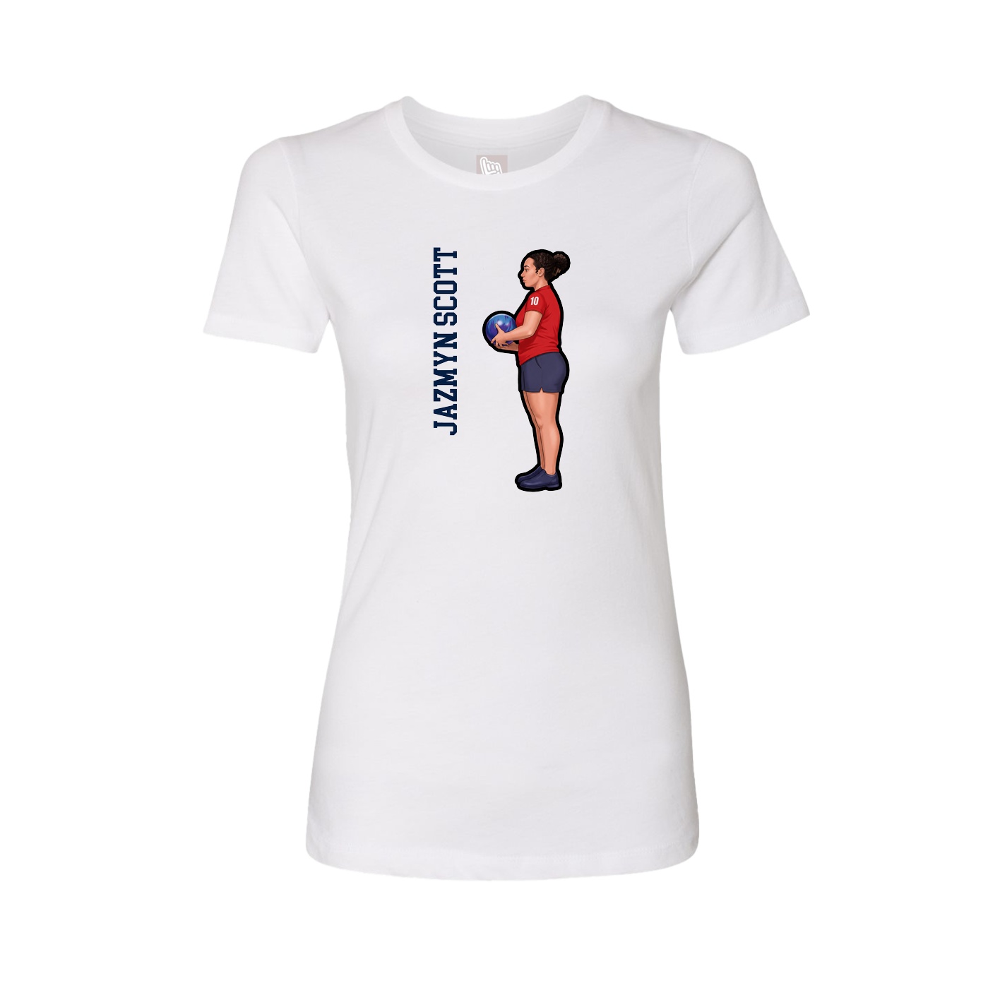 Fitted Women's Tee — Name Vertical in White
