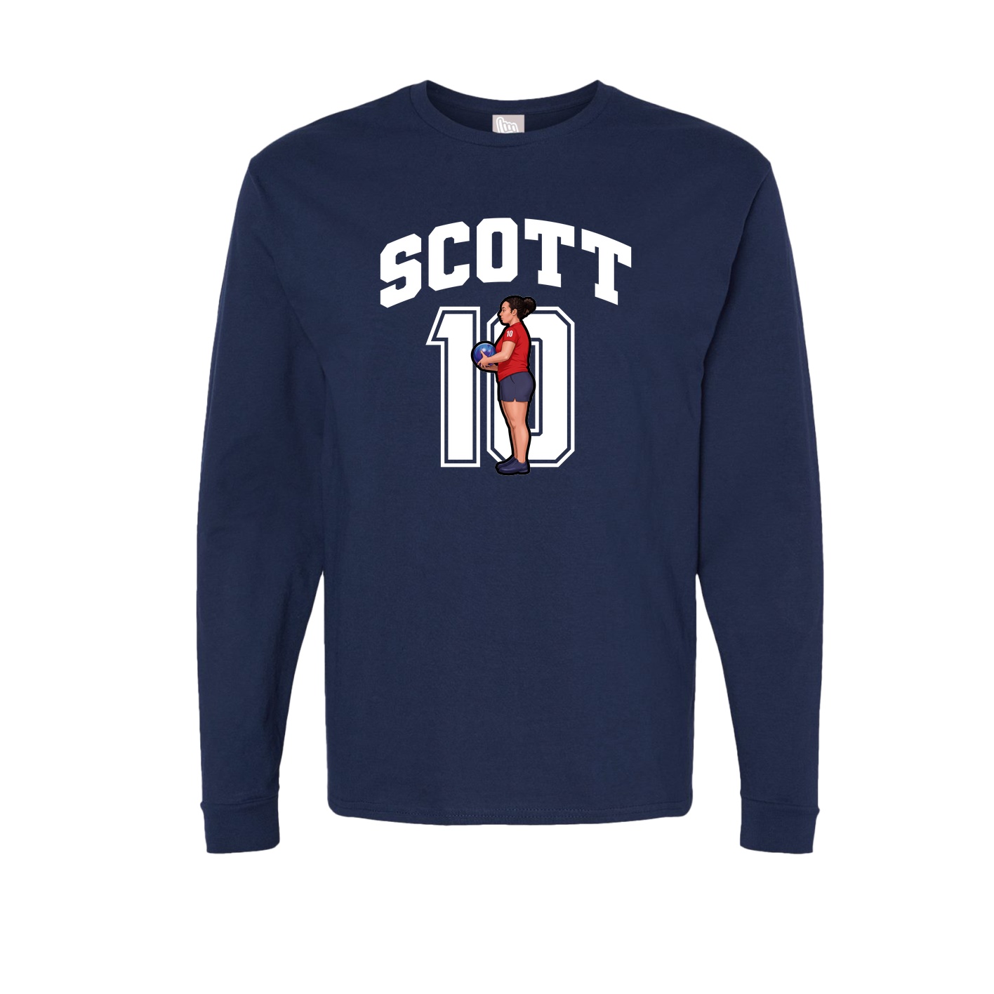 Long Sleeve Tee — Number in Navy