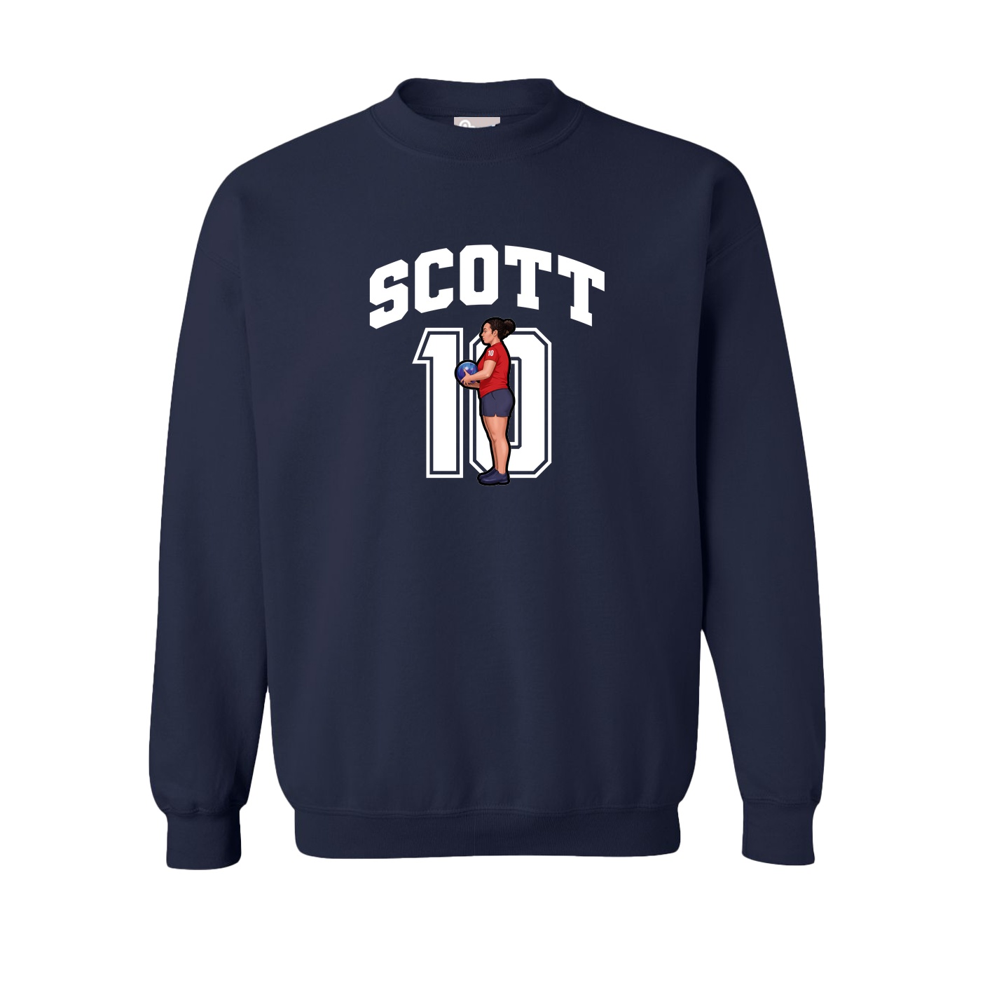 Fleece Crew — Number in Navy