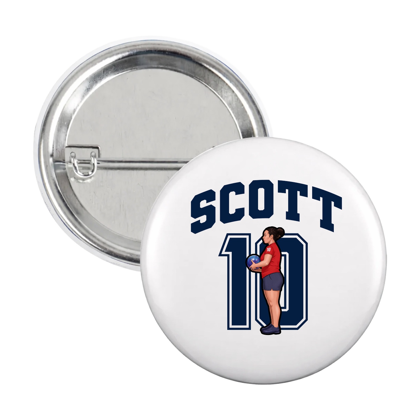 Game Day Button — Number in White