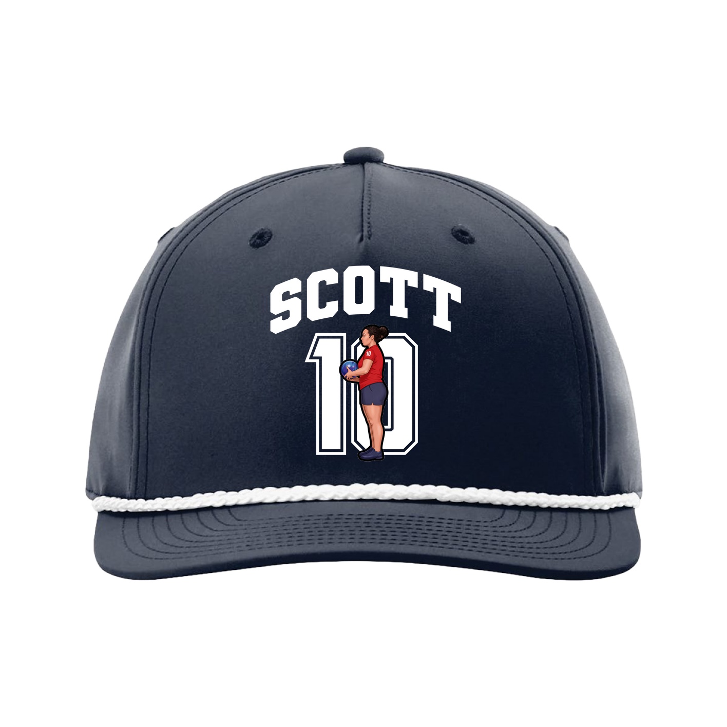 Five-Panel Classic Rope Cap — Number in Navy