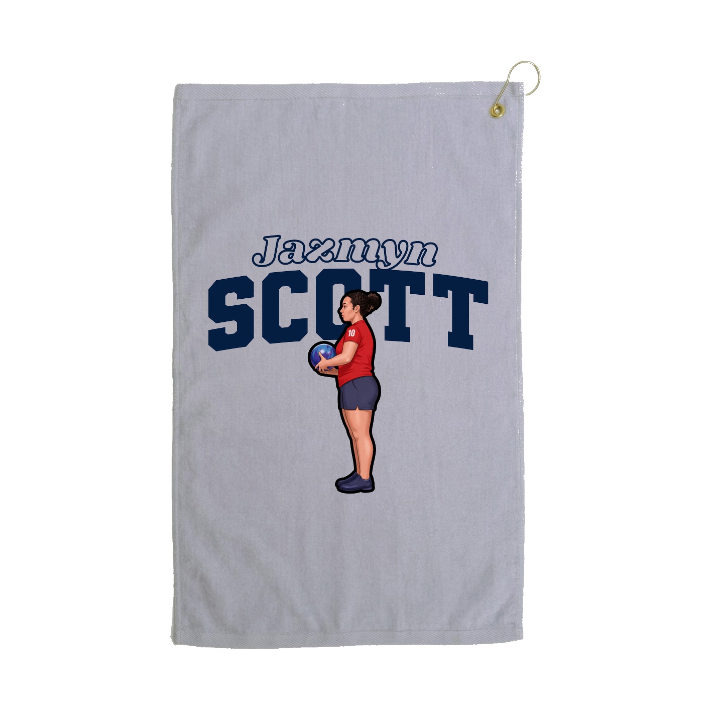 Golf Towel — Name Arch in Grey