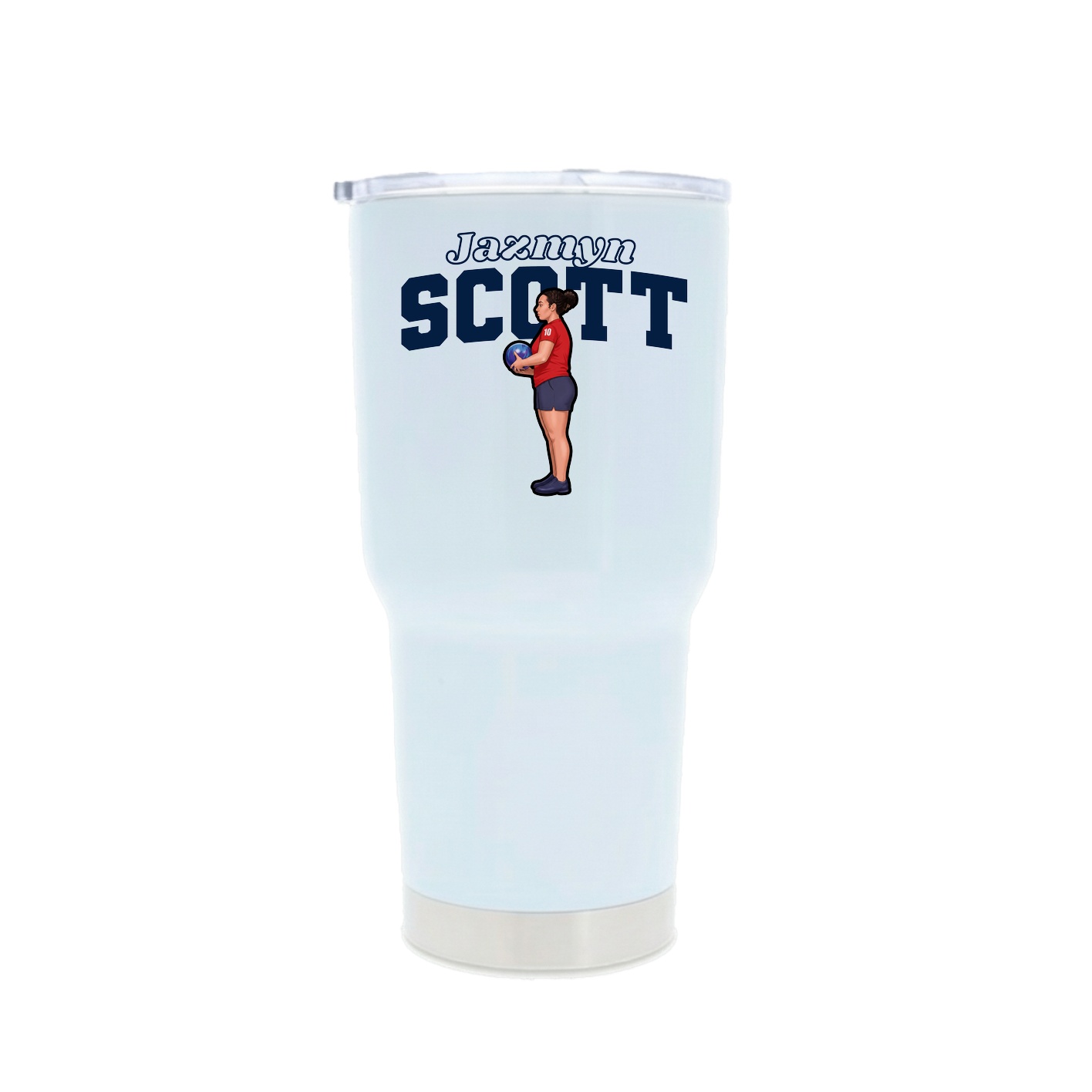 30oz Stainless Steel Tumbler — Name Arch in White