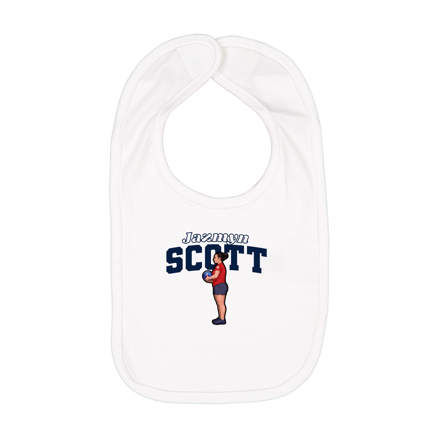 Infant Bib — Name Arch in White