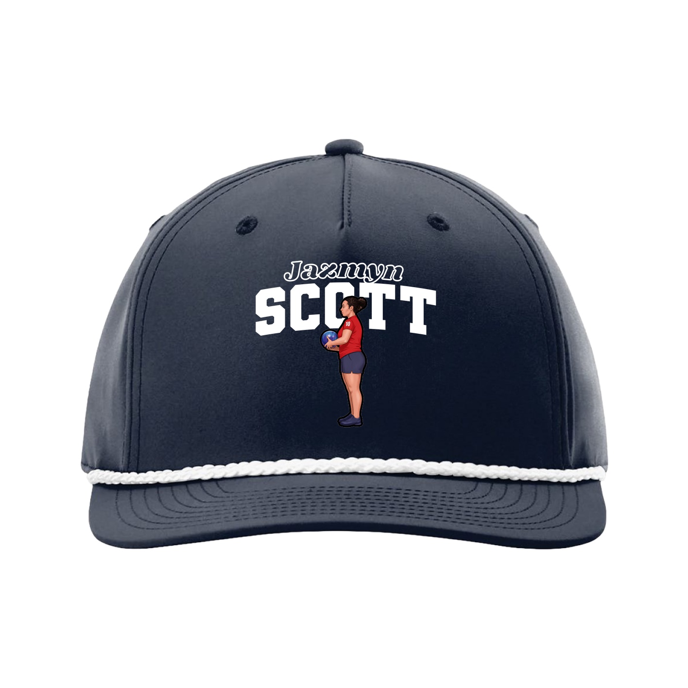 Five-Panel Classic Rope Cap — Name Arch in Navy
