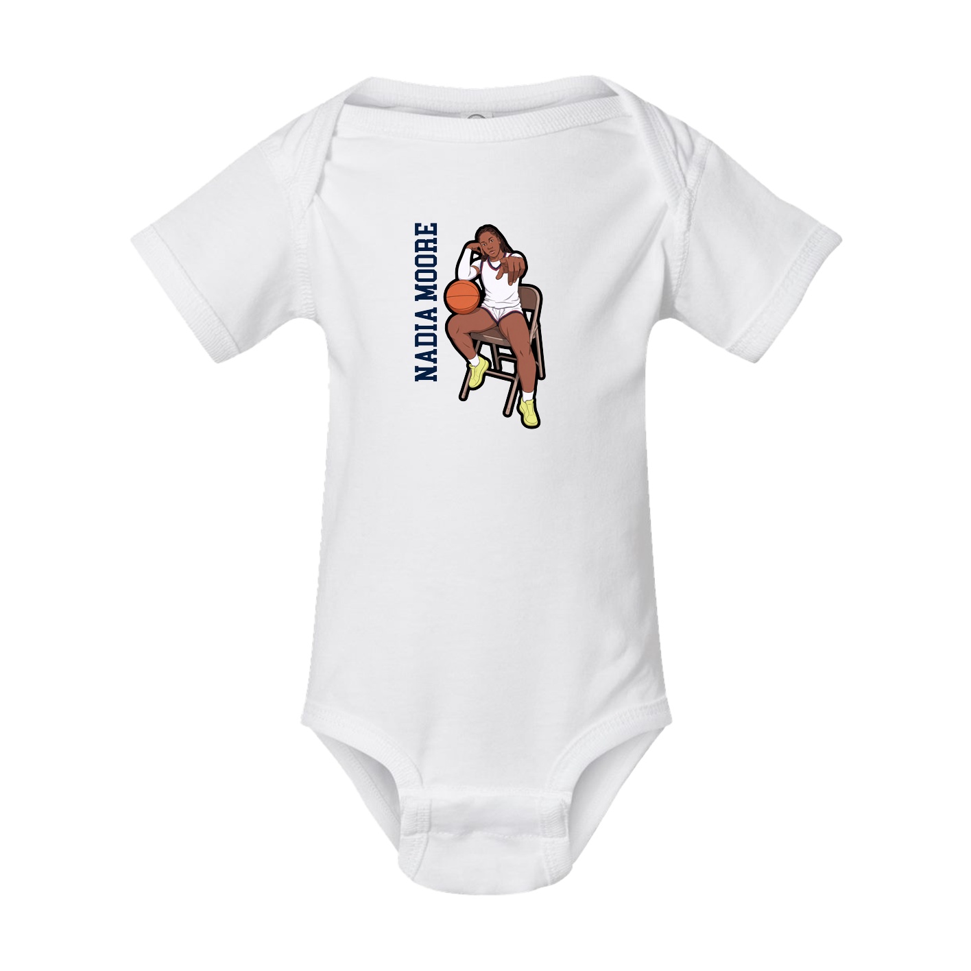 Baby Onesie — Name Vertical in White