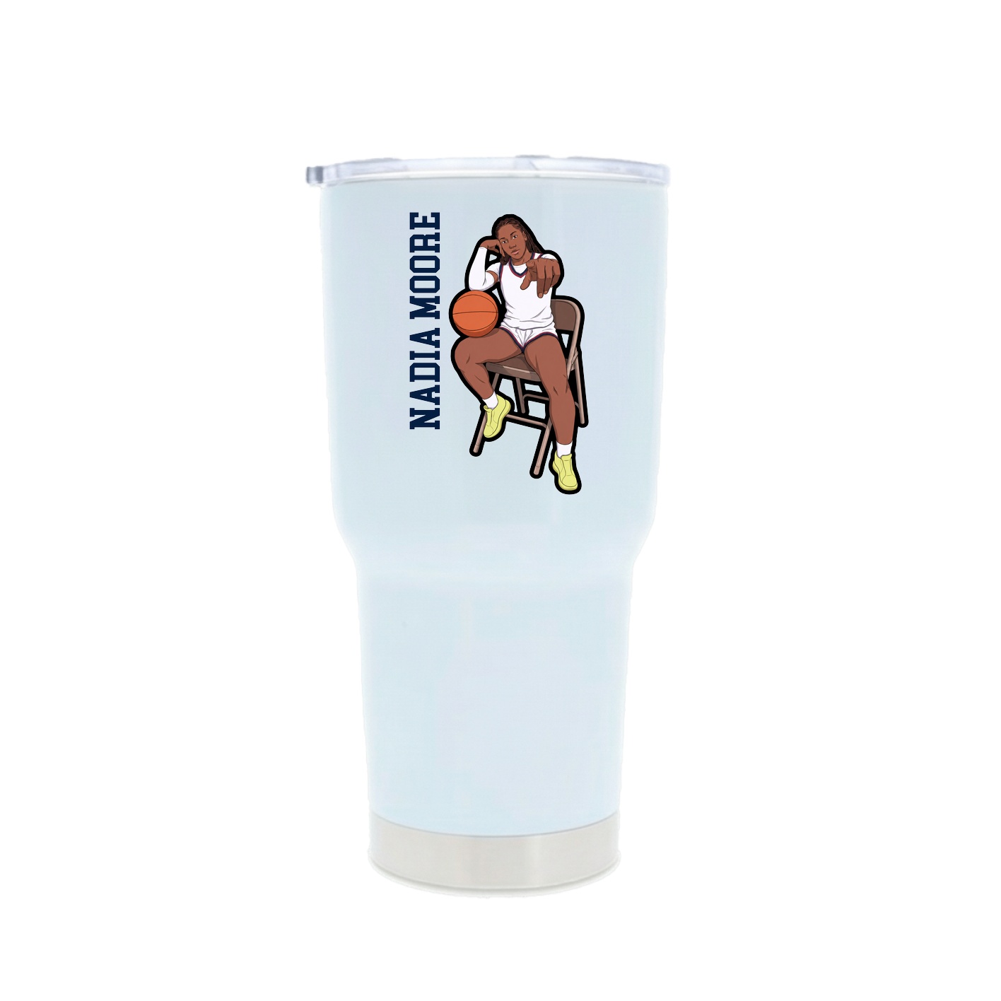 30oz Stainless Steel Tumbler — Name Vertical in White