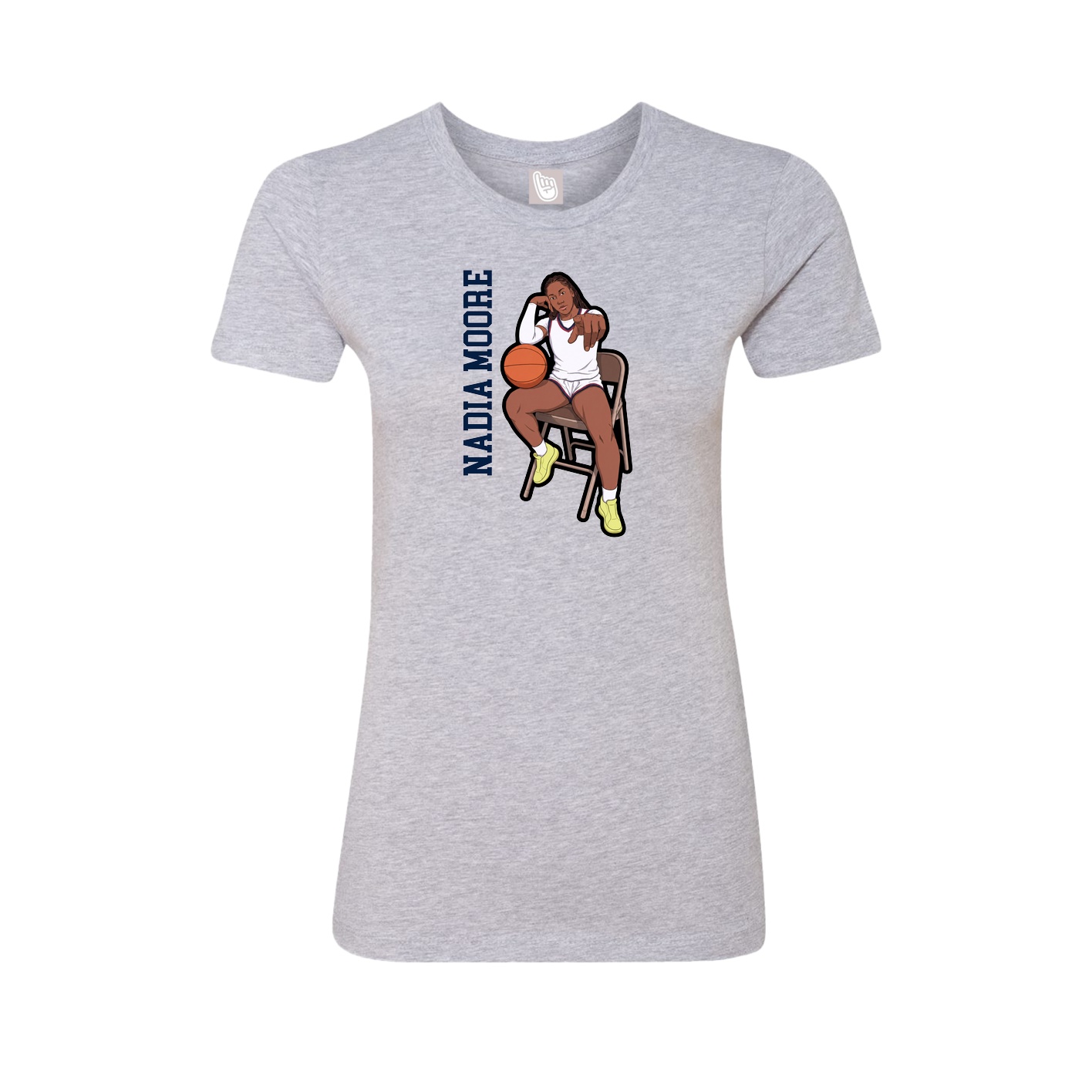 Fitted Women's Tee — Name Vertical in Grey