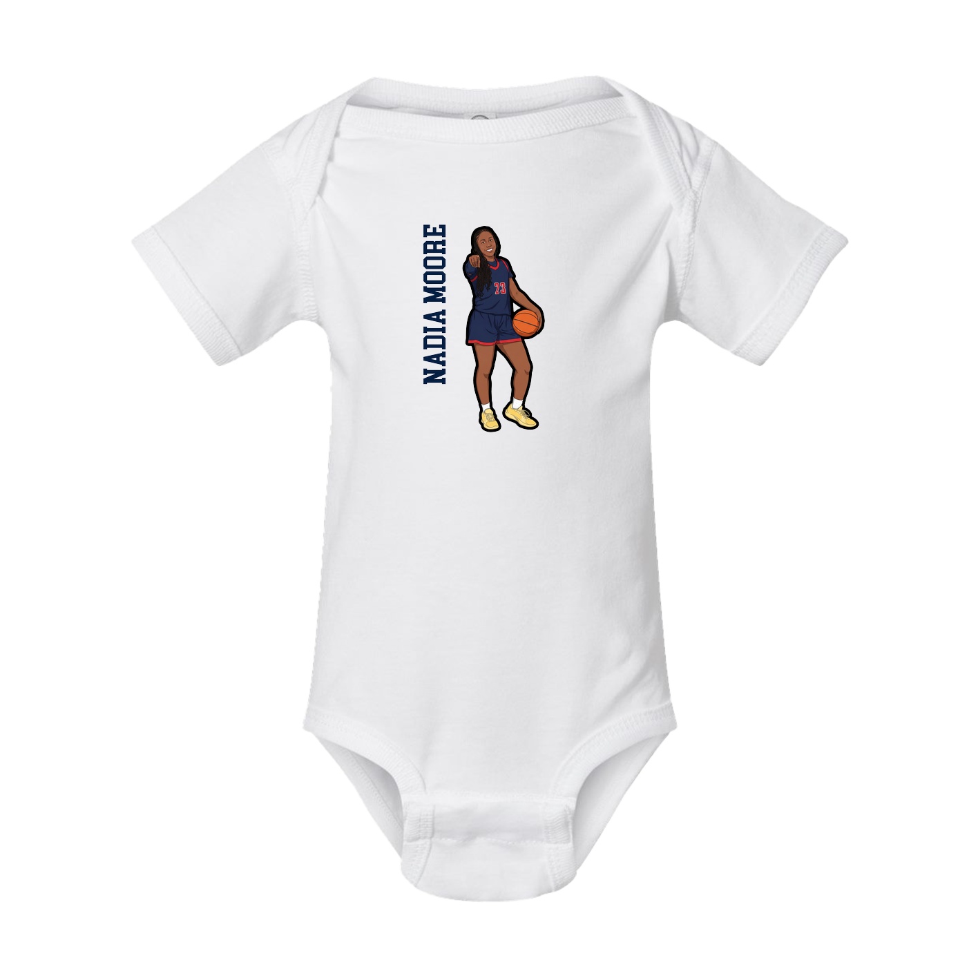 Baby Onesie — Name Vertical in White