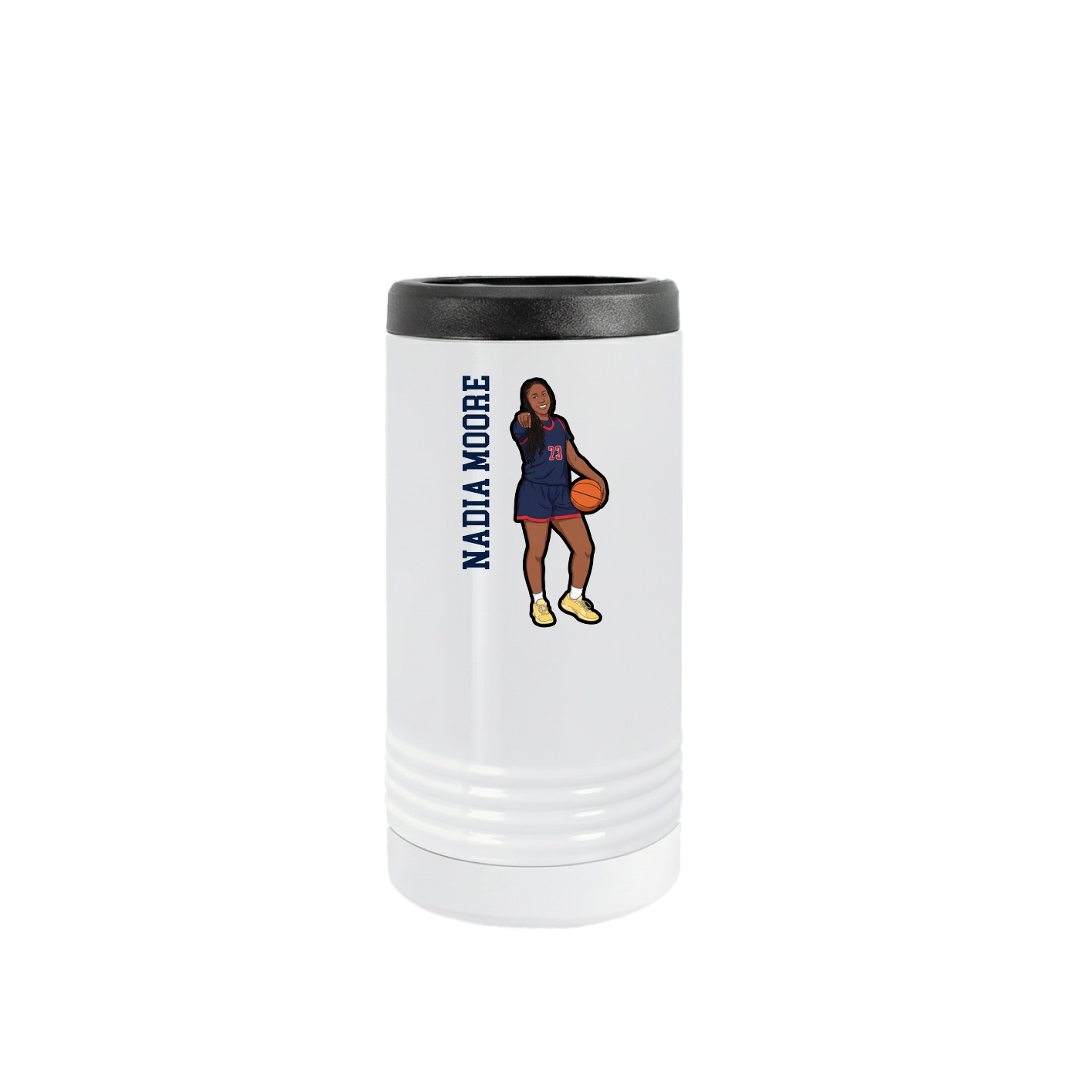 Slim Beverage Holder — Name Vertical in White