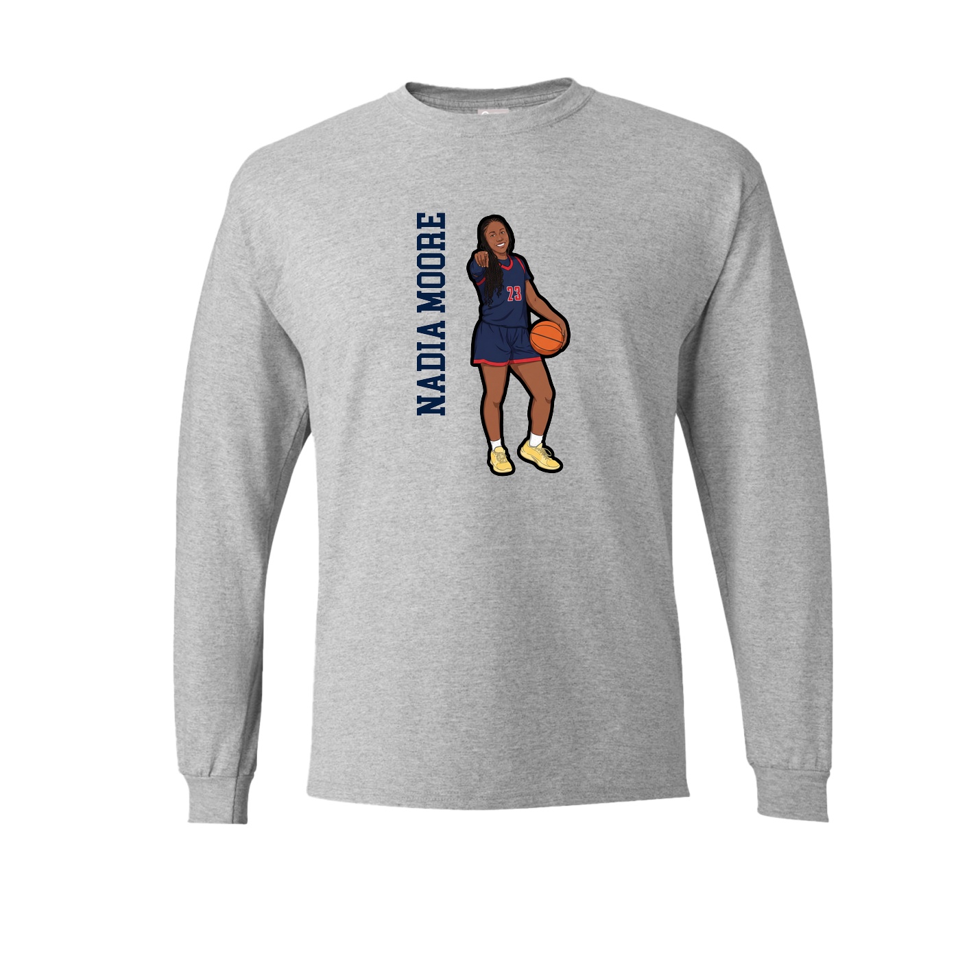 Long Sleeve Tee — Name Vertical in Grey