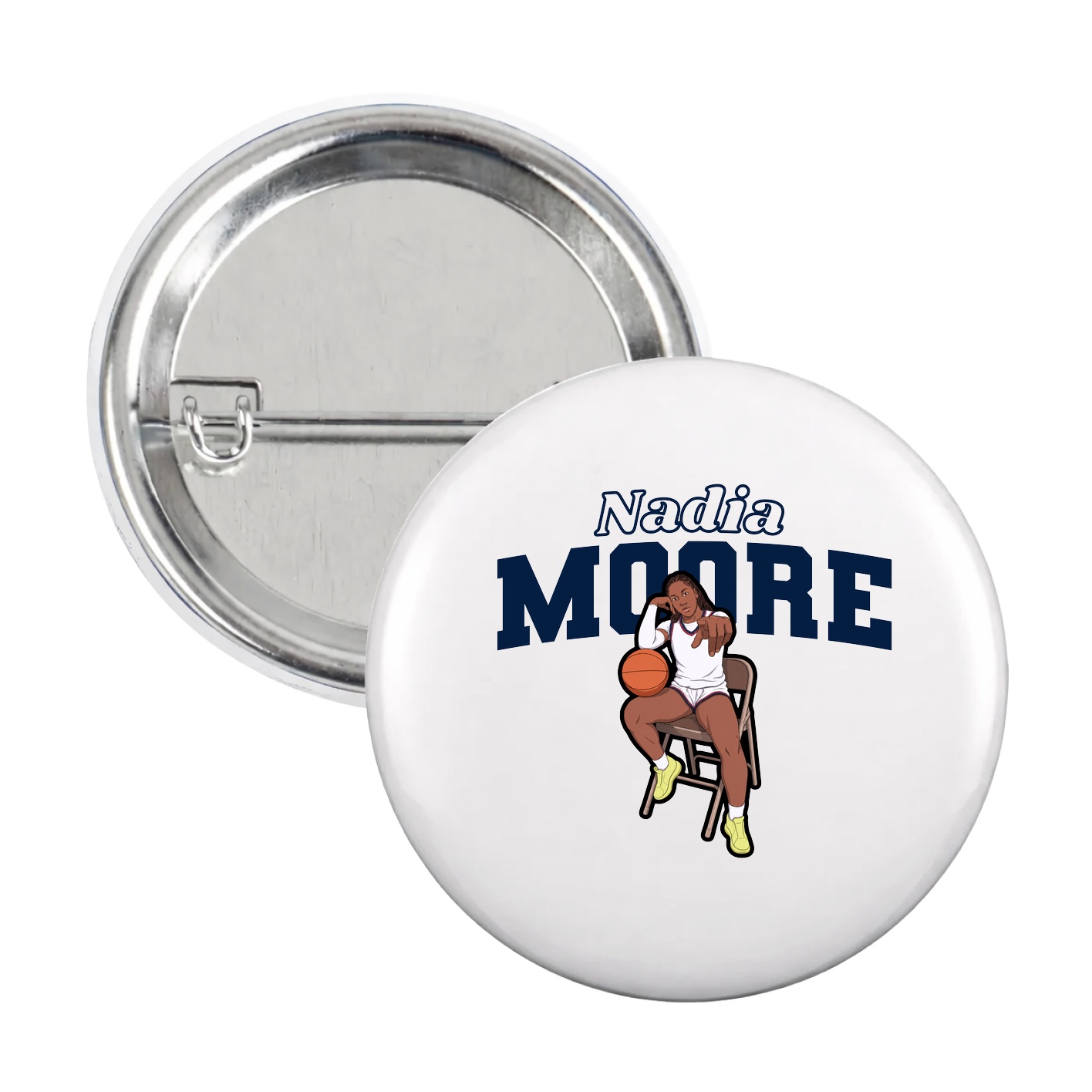 Game Day Button — Name Arch in White