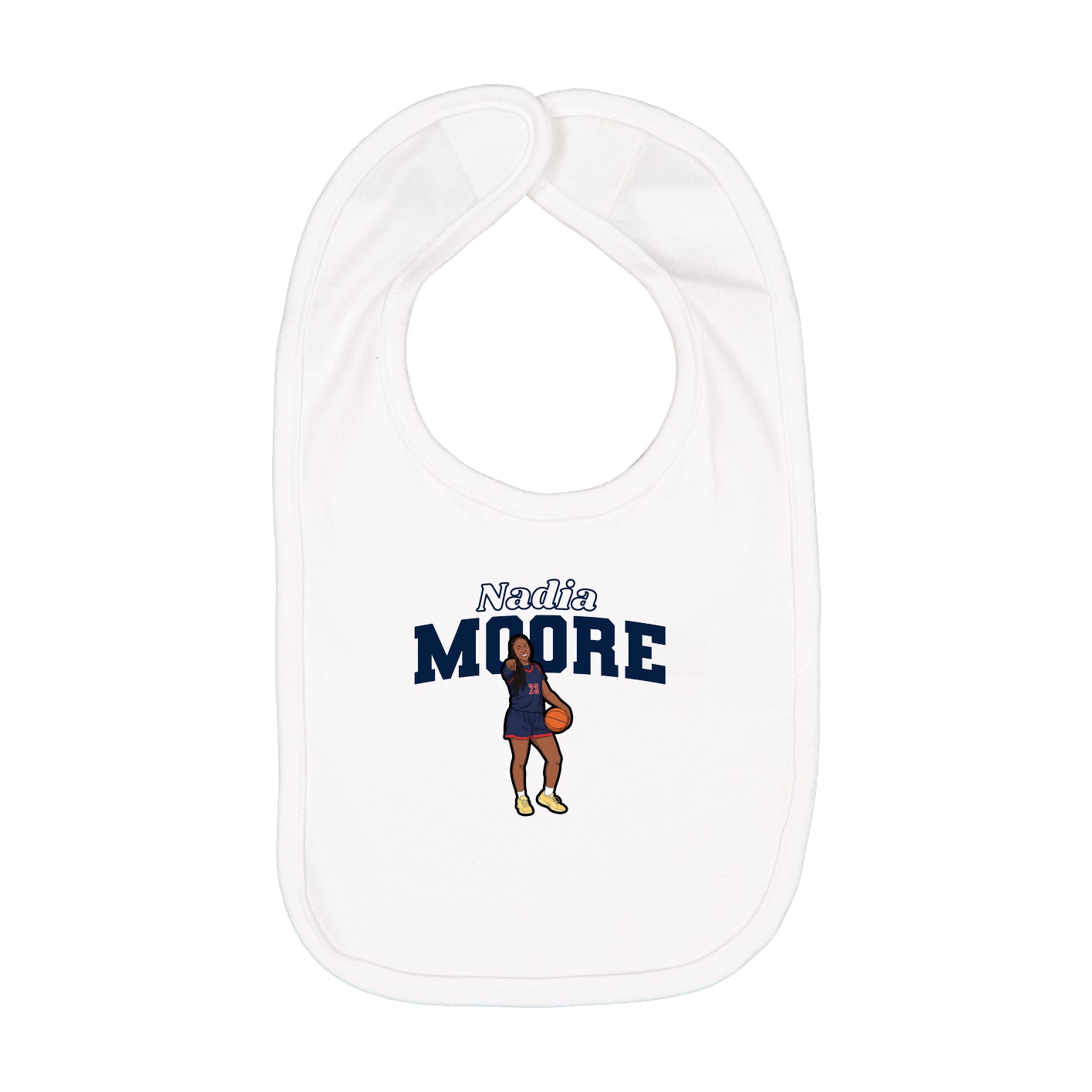 Infant Bib — Name Arch in White