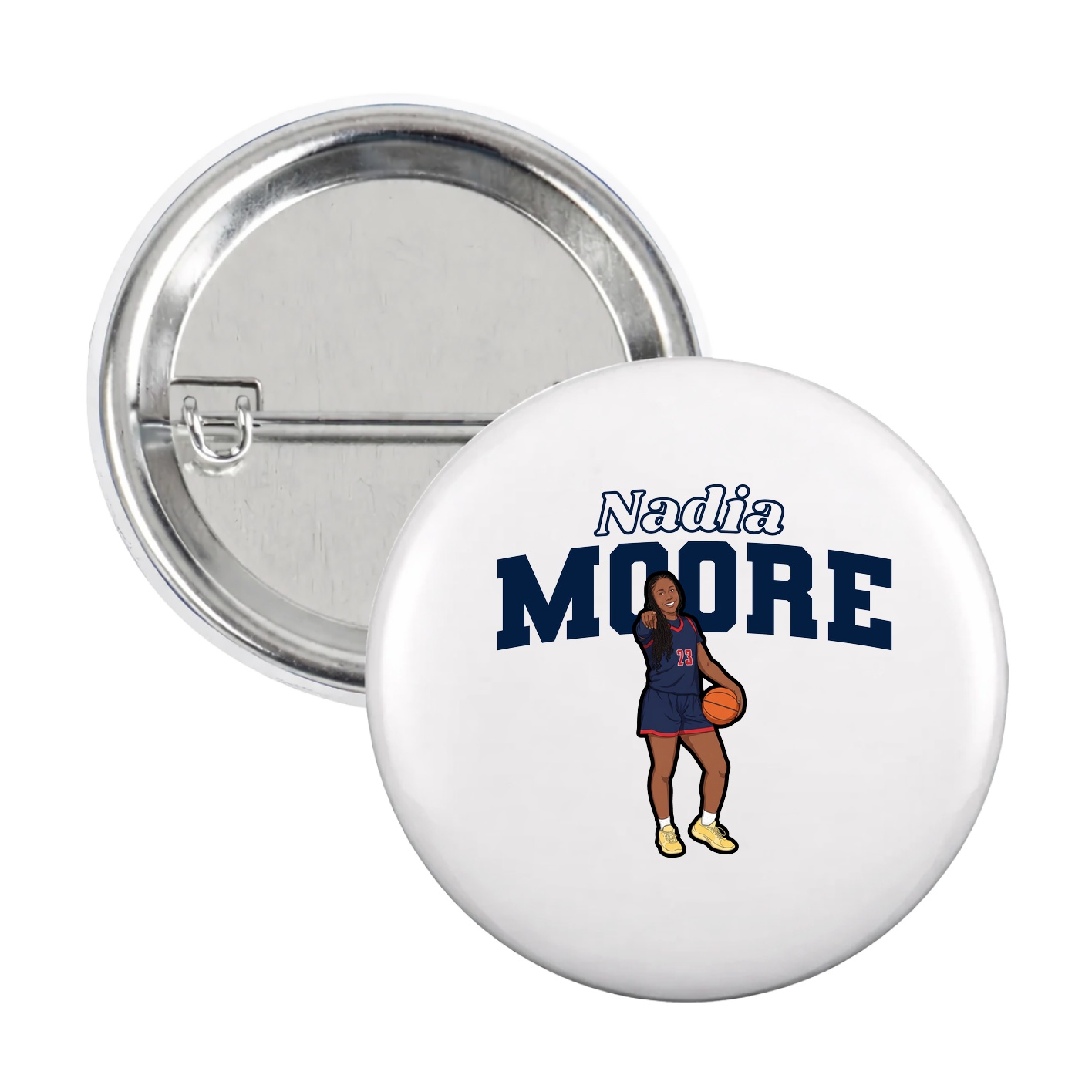 Game Day Button — Name Arch in White