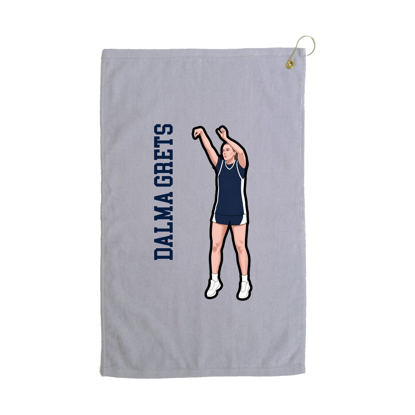 Golf Towel — Name Vertical in Grey