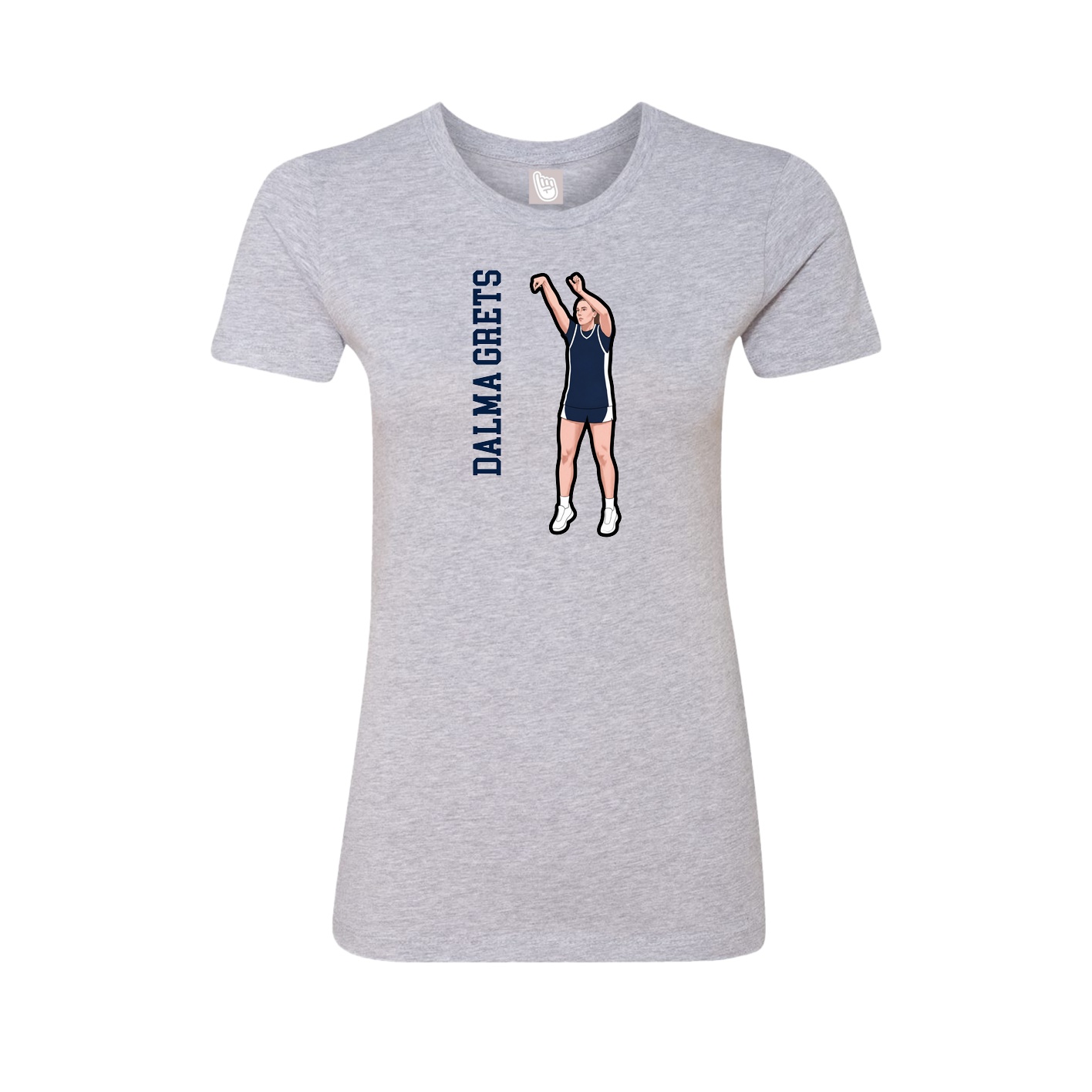 Fitted Women's Tee — Name Vertical in Grey
