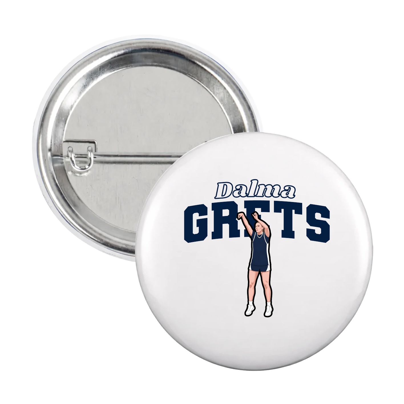 Game Day Button — Name Arch in White