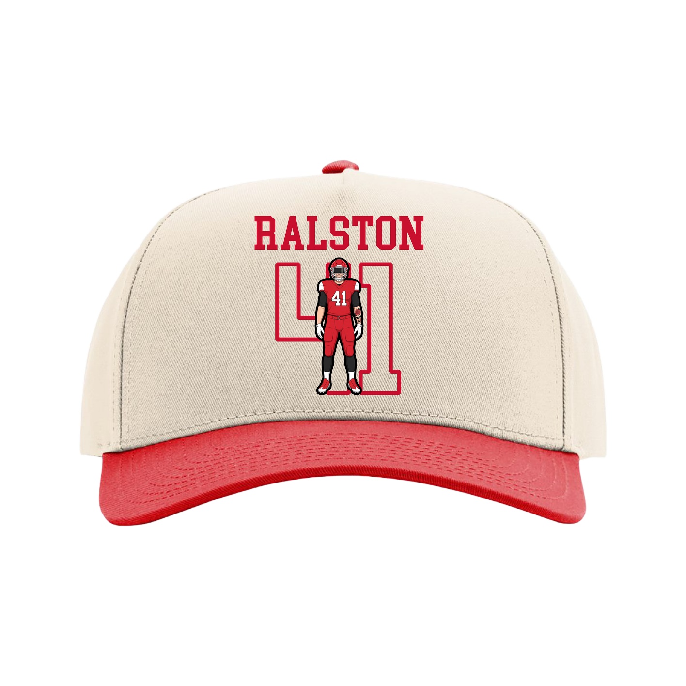 Full Fabric Five-Panel Champ Cap — Shirsey in Cream/Red
