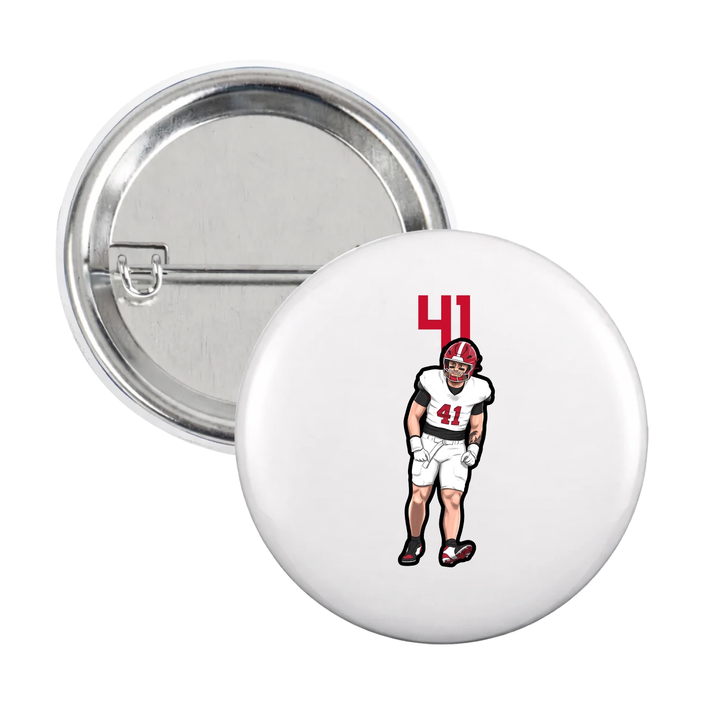 Game Day Button — Number Top in White