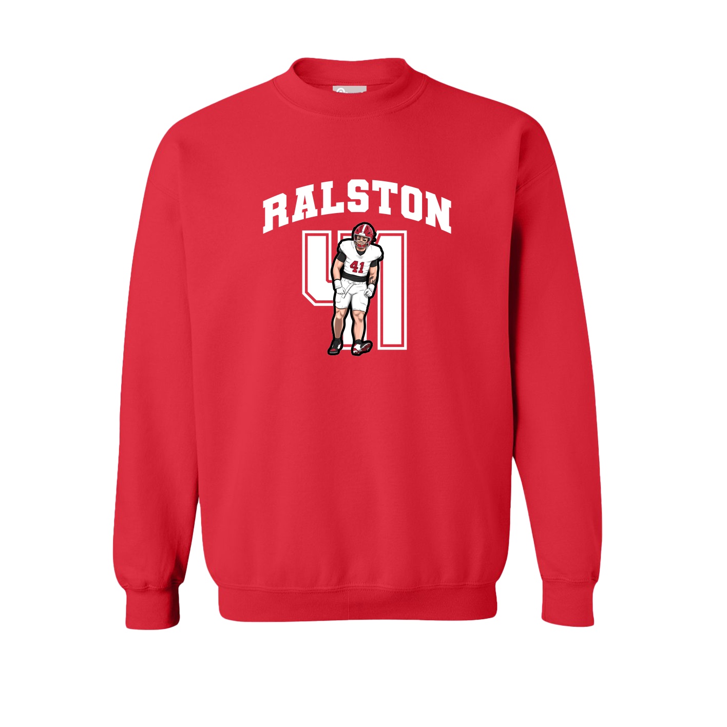Fleece Crew — Number in Red