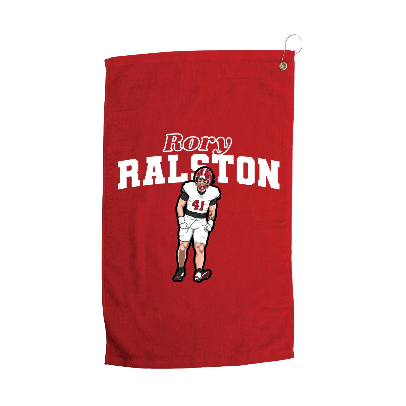 Golf Towel — Name Arch in Red