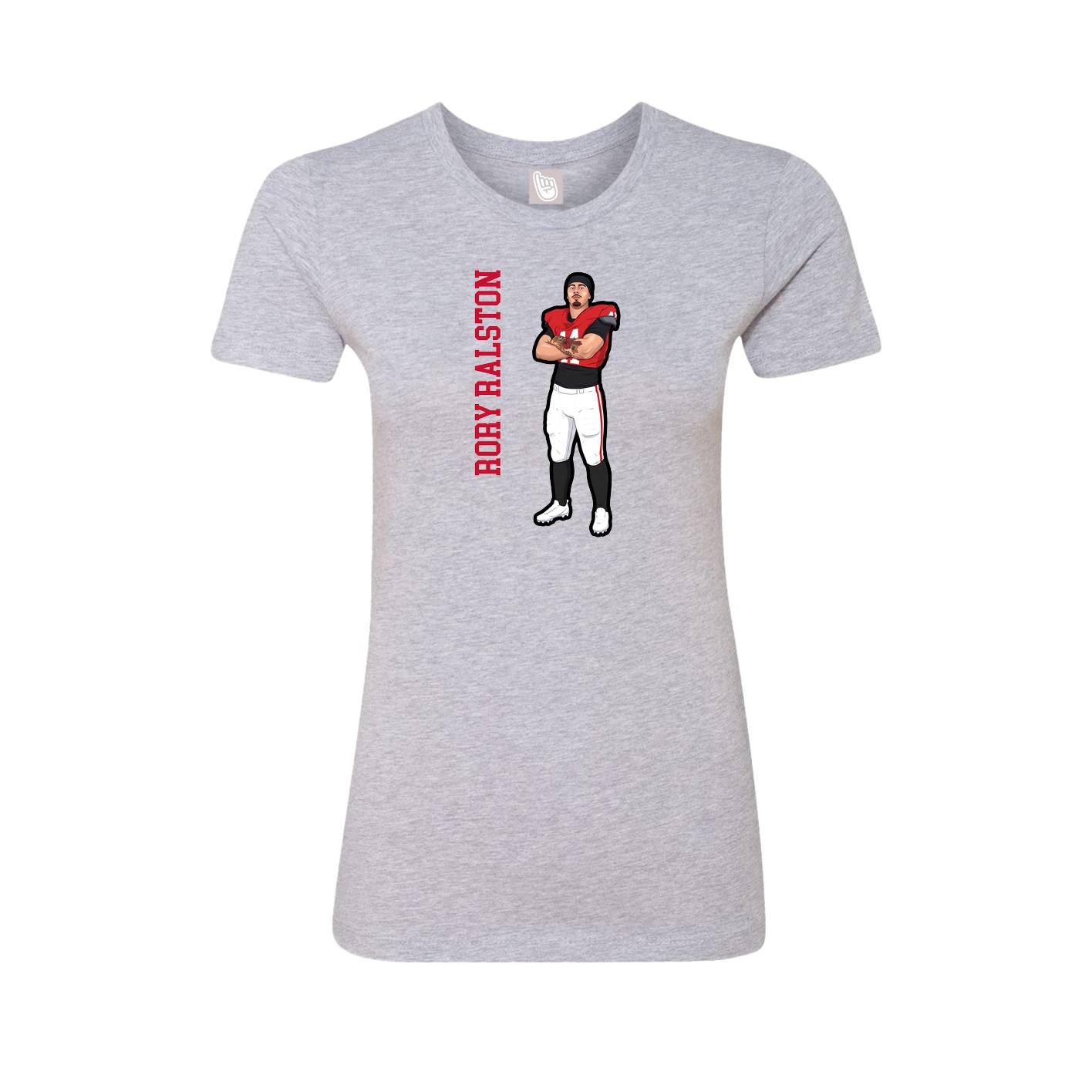 Womens Tee — Name Vertical in Grey
