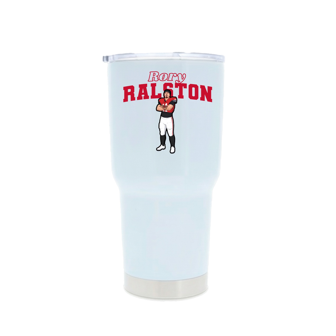 30oz Stainless Steel Tumbler — Name Arch in White