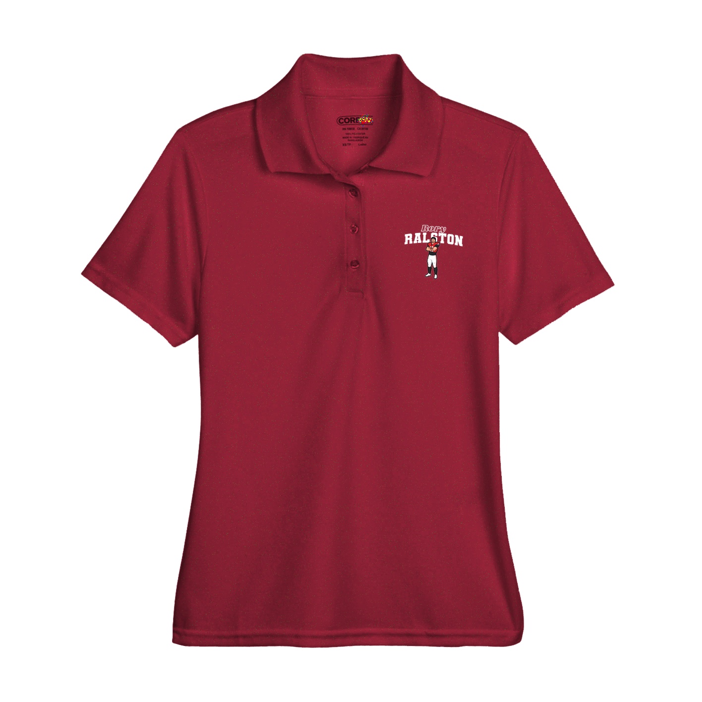 Womens Performance Polo — Name Arch in Red