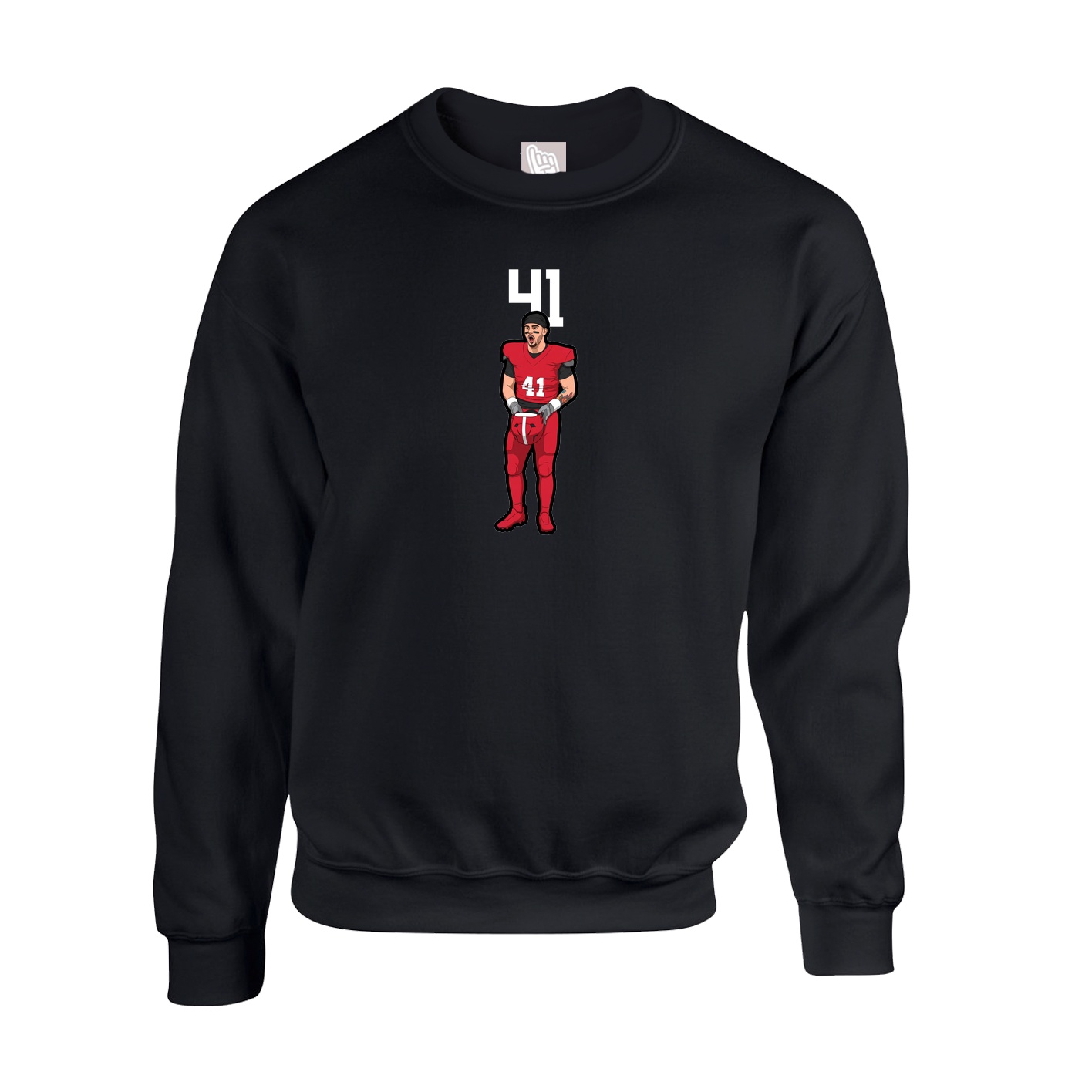 Fleece Crew — Number Top in Black