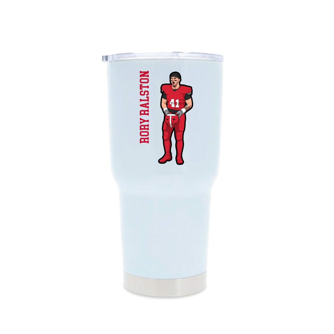 30oz Stainless Steel Tumbler — Name Vertical in White