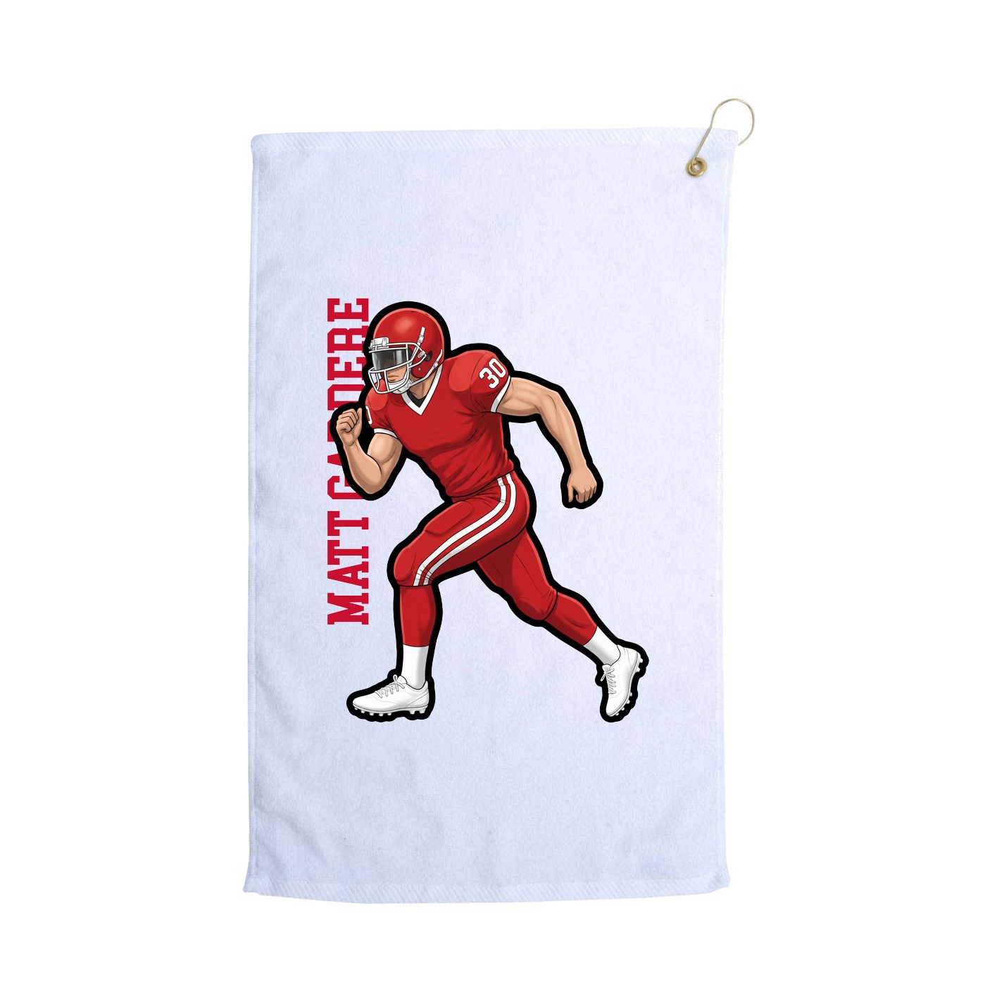 Golf Towel — Name Vertical in White