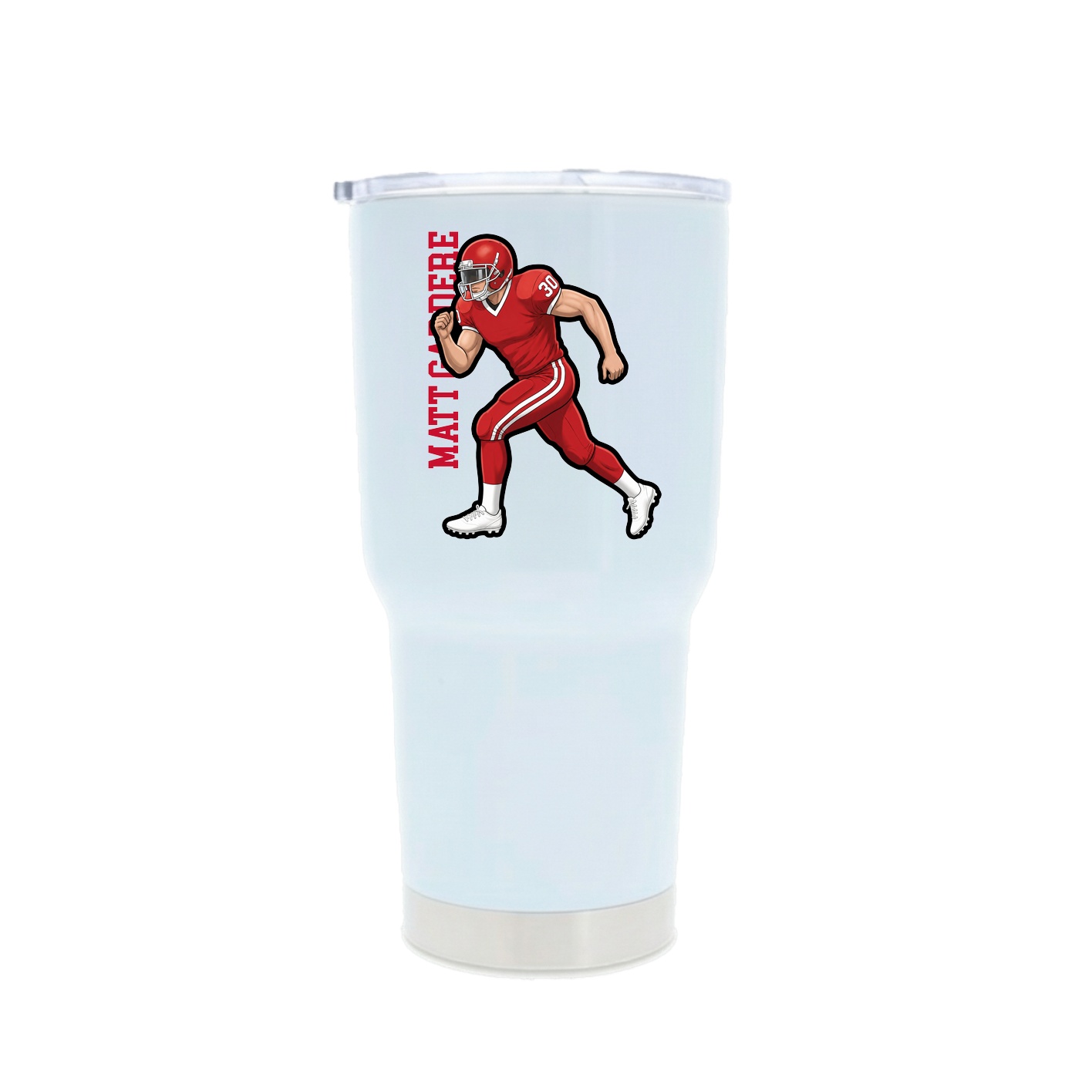30oz Stainless Steel Tumbler — Name Vertical in White