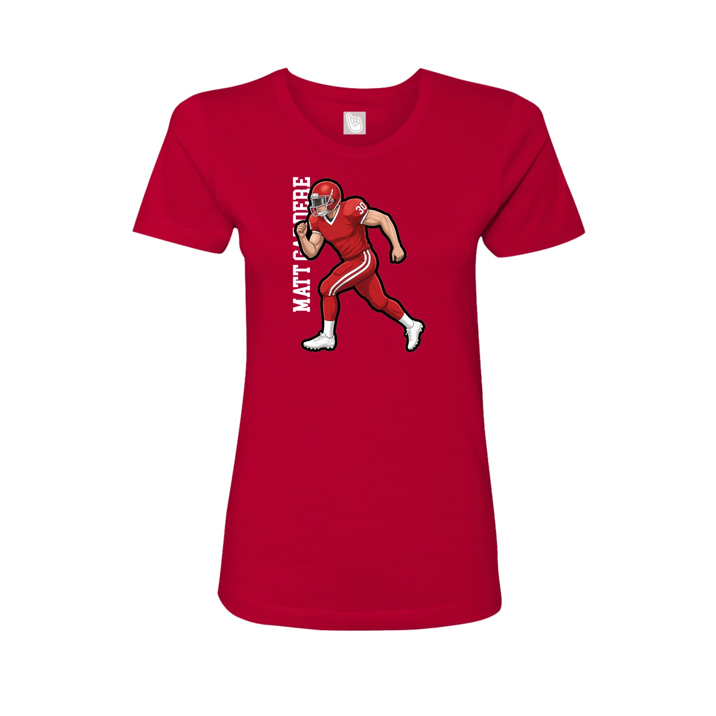 Fitted Women's Tee — Name Vertical in Red
