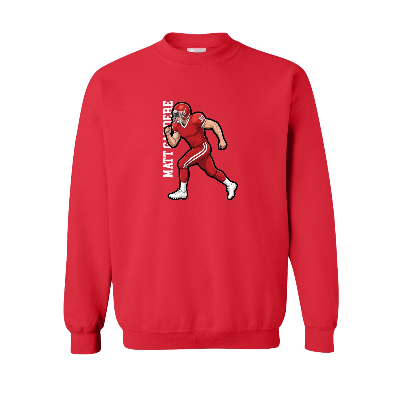 Fleece Crew — Name Vertical in Red