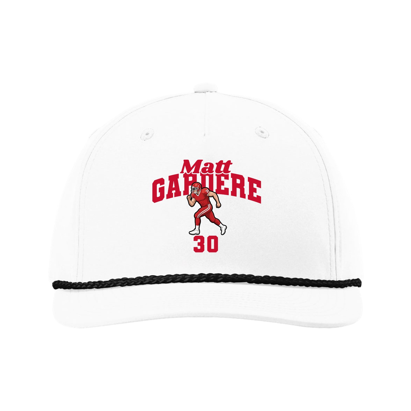 Five-Panel Classic Rope Cap — Signature Arch in White