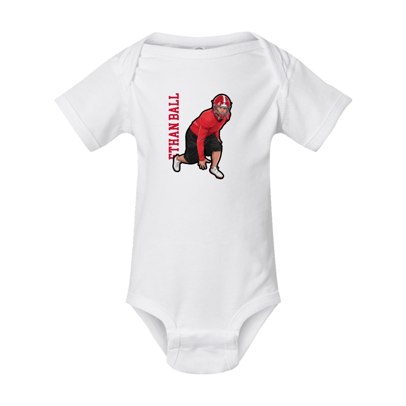Baby Onesie — Name Vertical in White