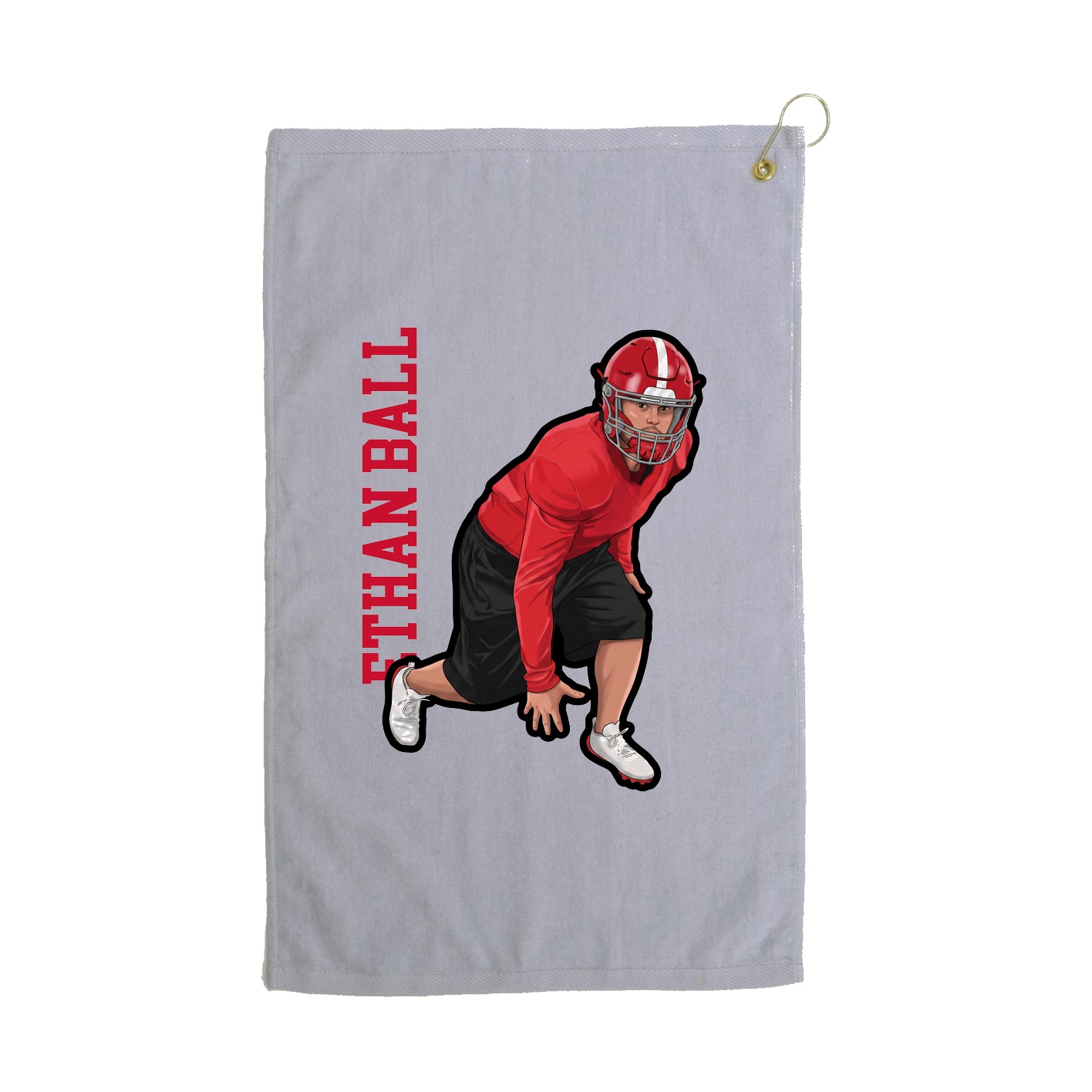 Golf Towel — Name Vertical in Grey