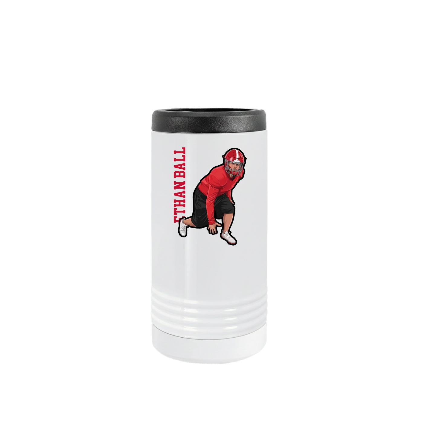 Slim Beverage Holder — Name Vertical in White