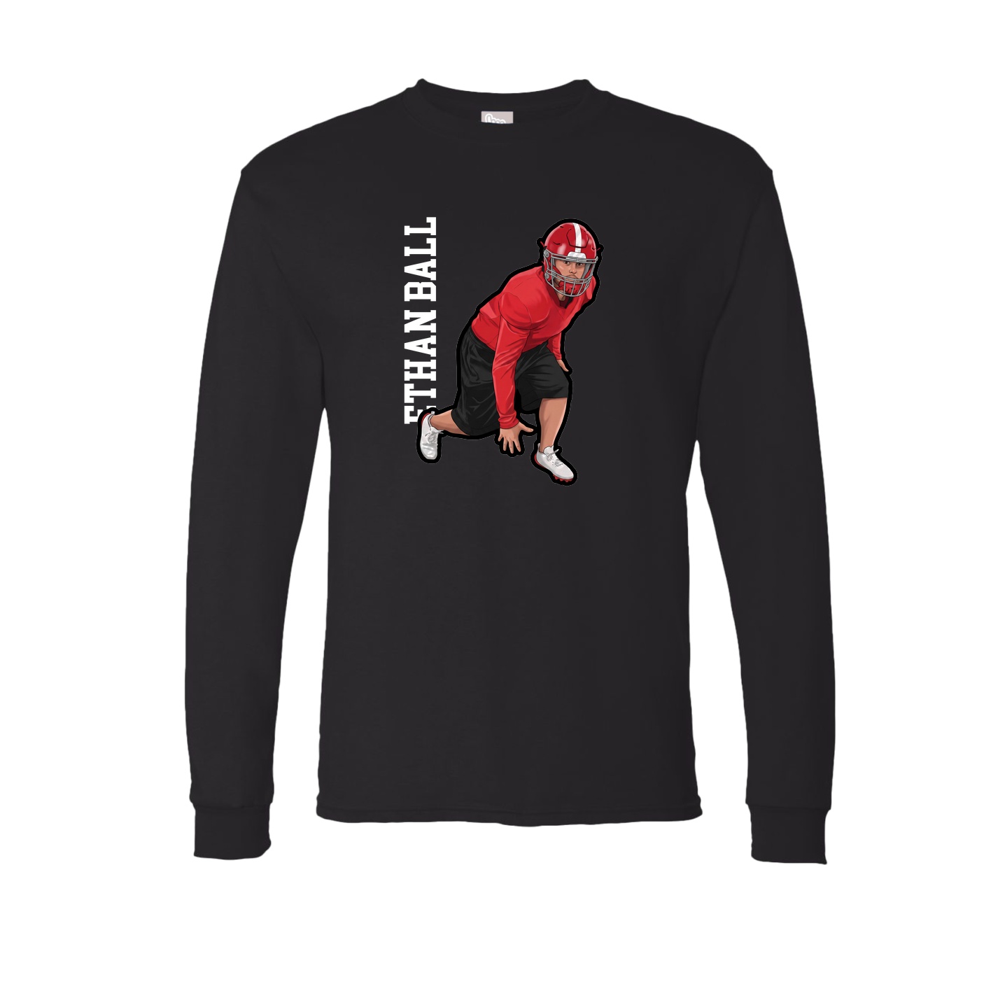 Long Sleeve Tee — Name Vertical in Black
