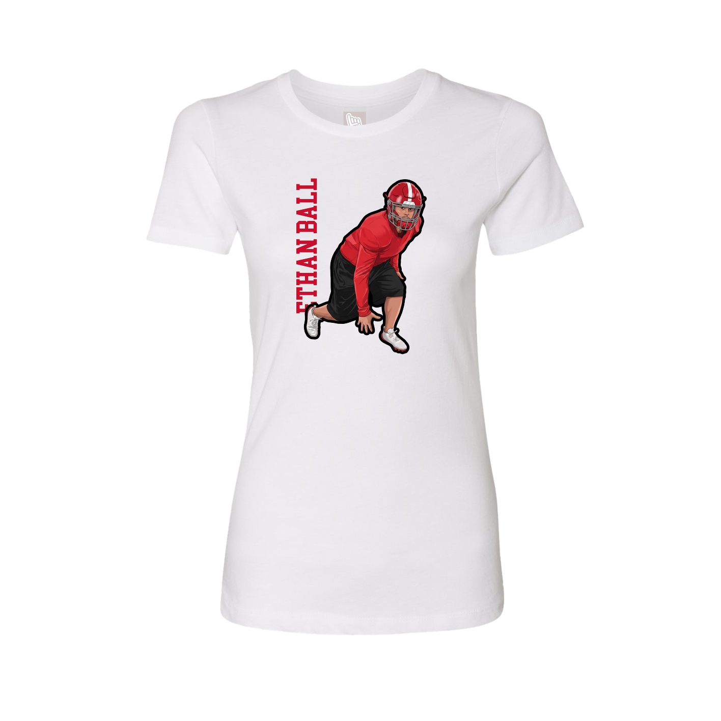 Fitted Women's Tee — Name Vertical in White