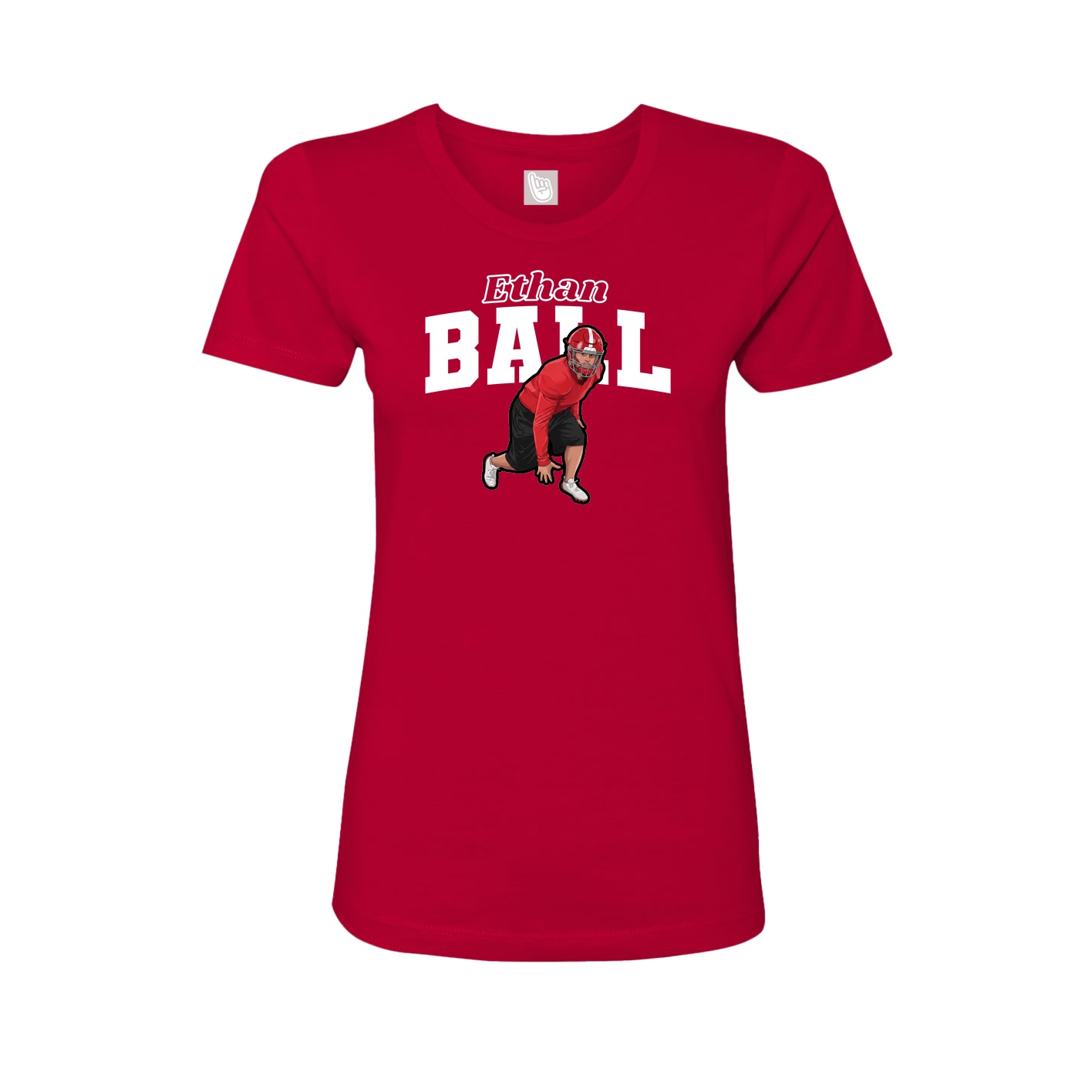 Fitted Women's Tee — Name Arch in Red