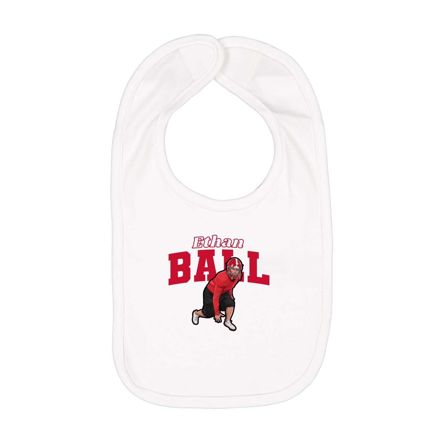 Infant Bib — Name Arch in White