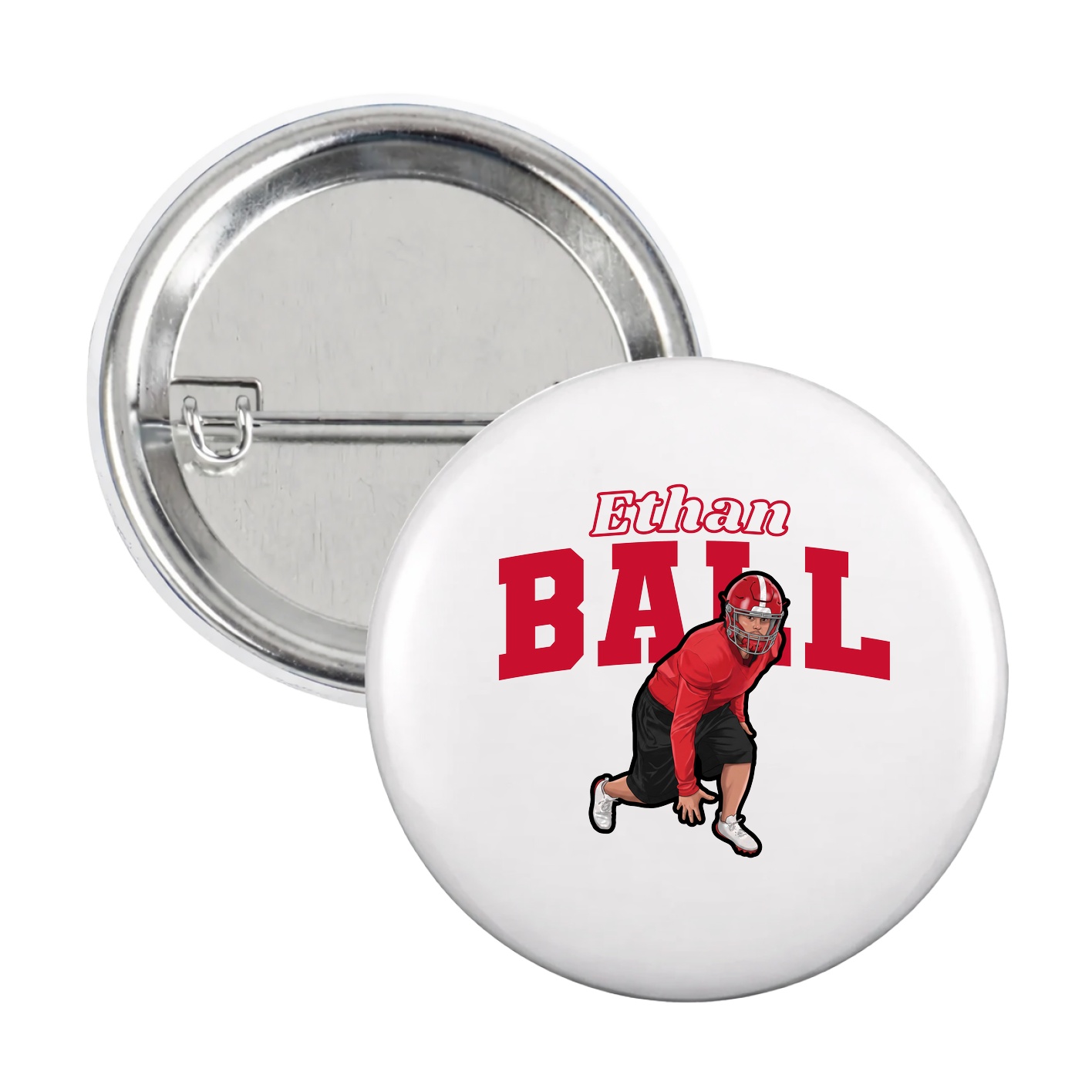 Game Day Button — Name Arch in White