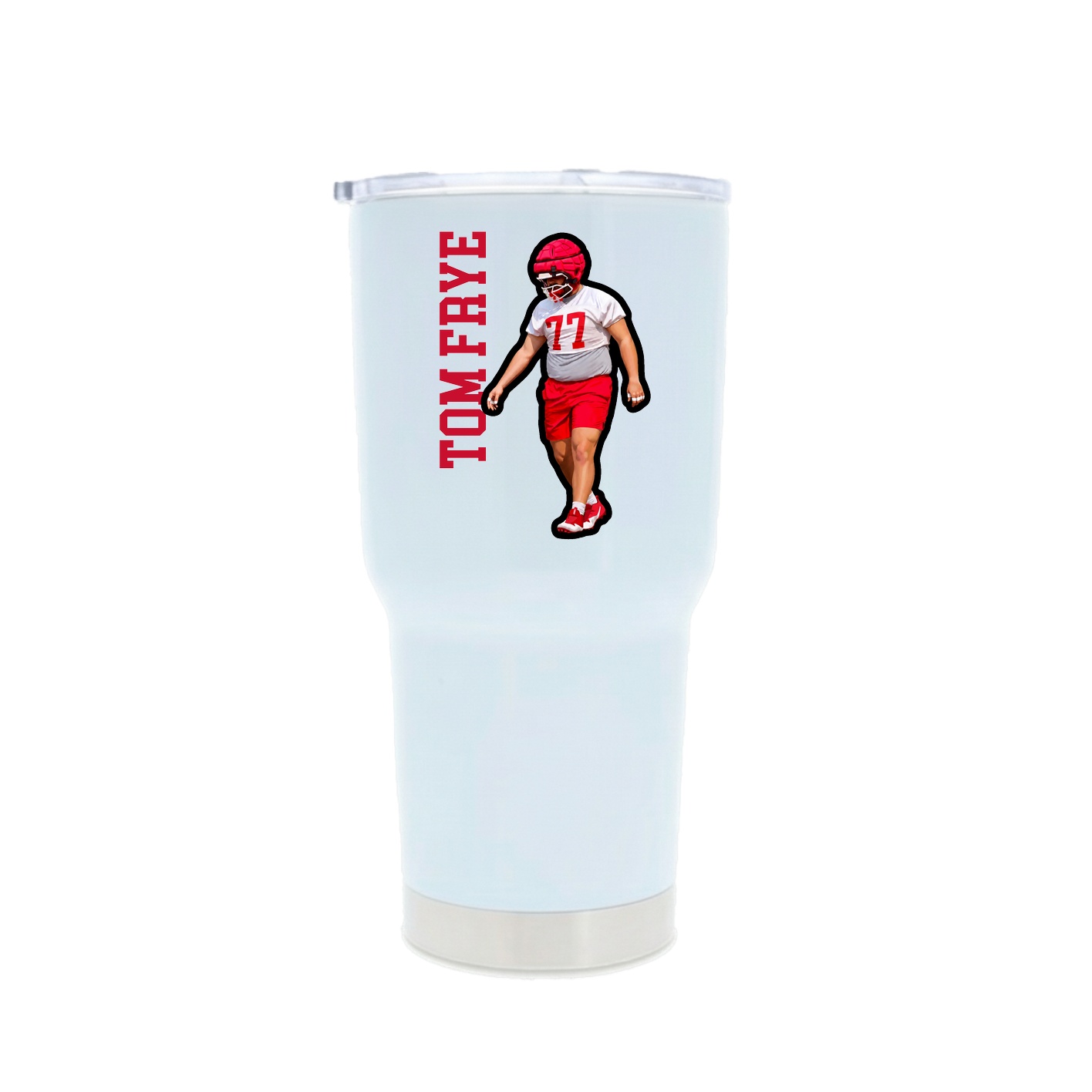 30oz Stainless Steel Tumbler — Name Vertical in White