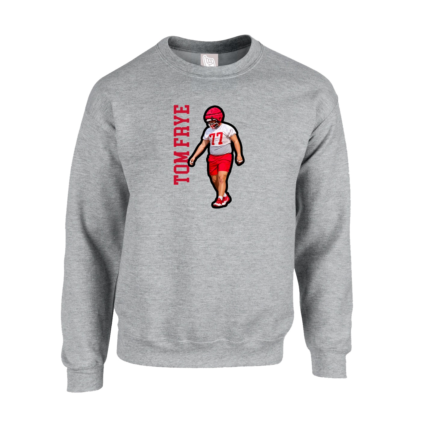 Fleece Crew — Name Vertical in Grey
